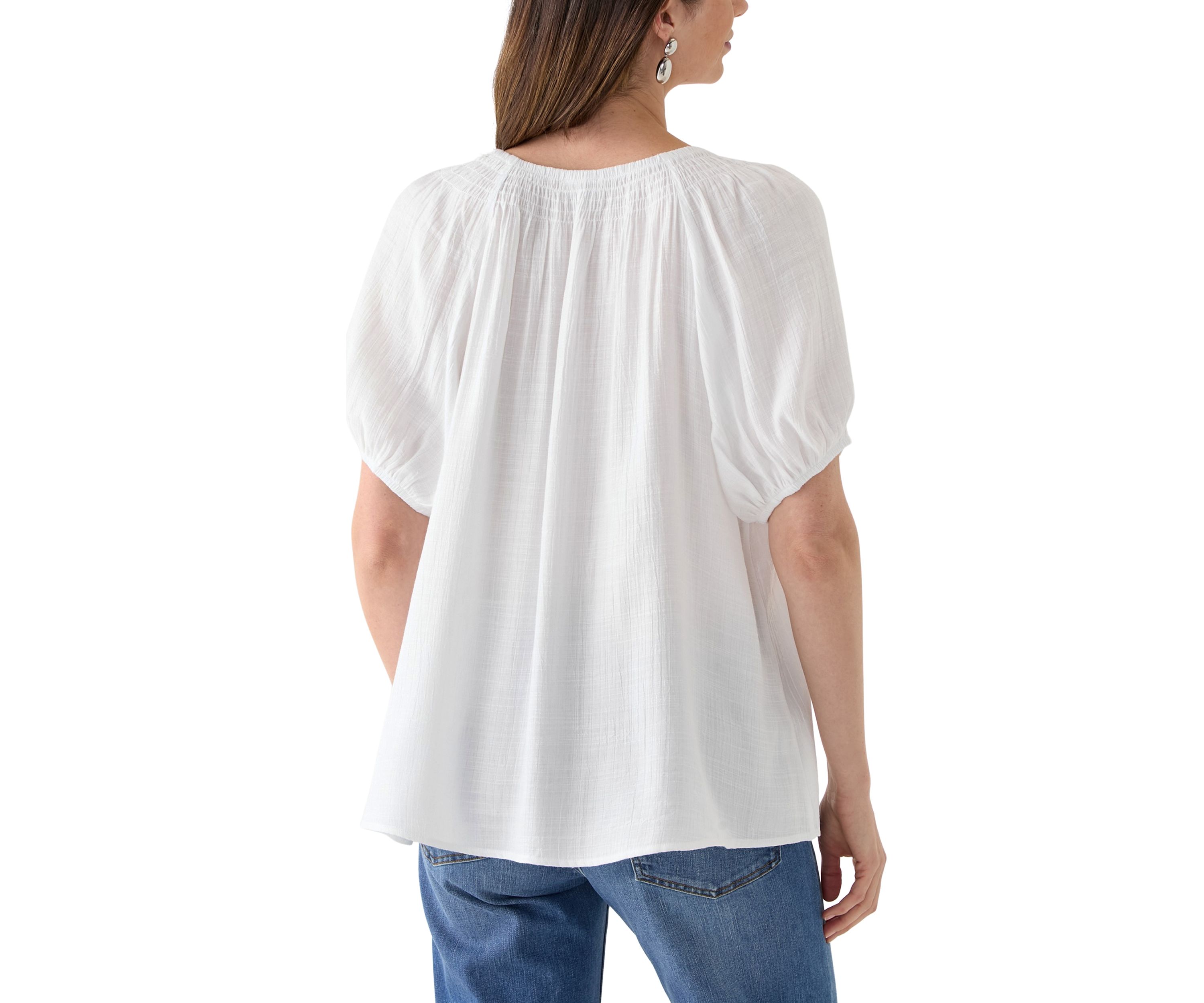 Womens Smocked Yoke Blouse