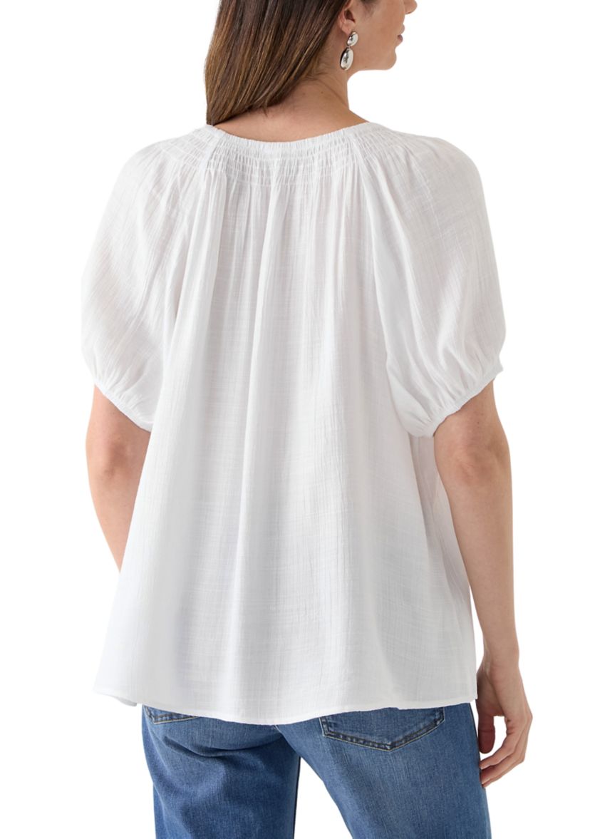 Womens Smocked Yoke Blouse