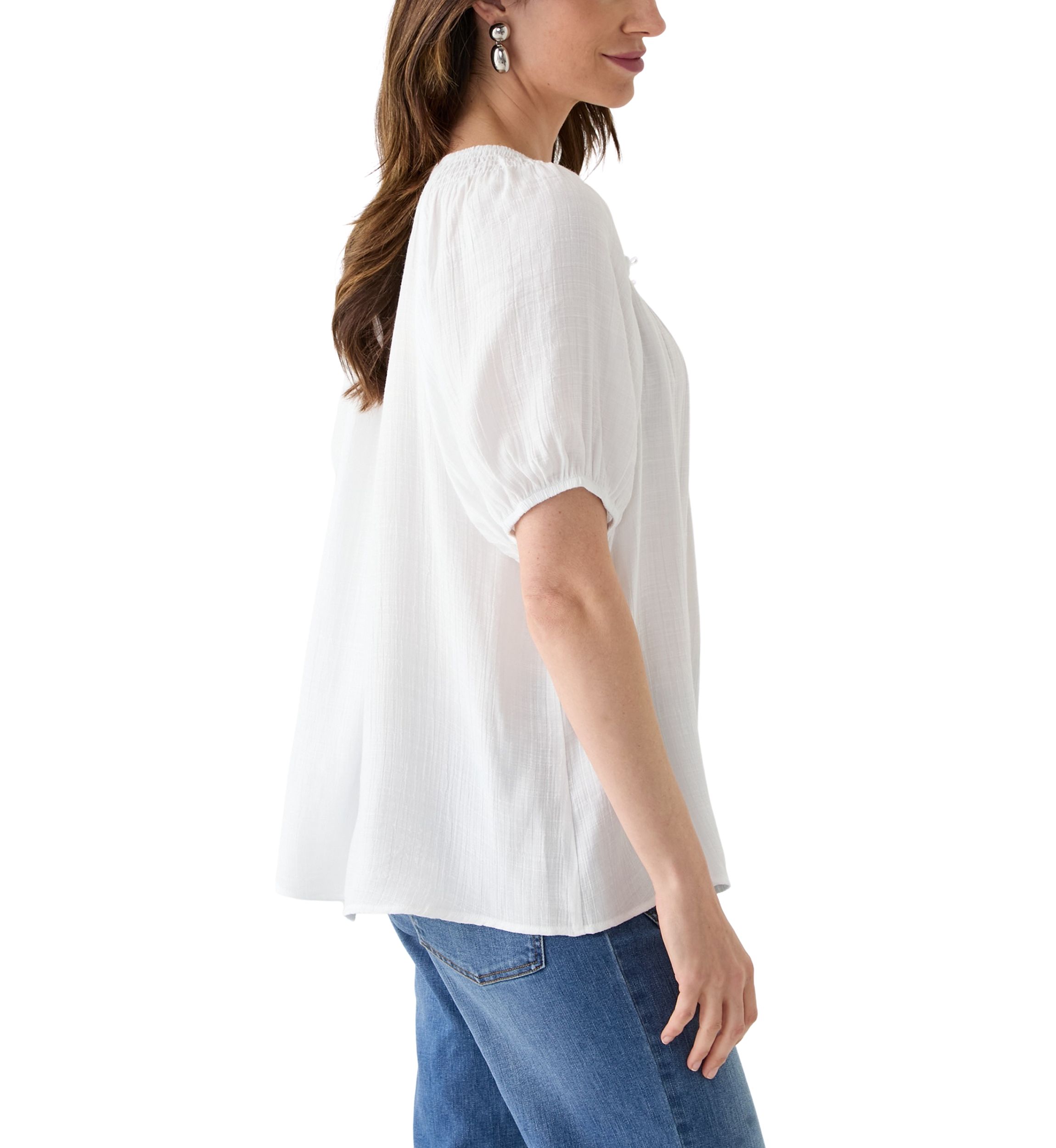 Womens Smocked Yoke Blouse