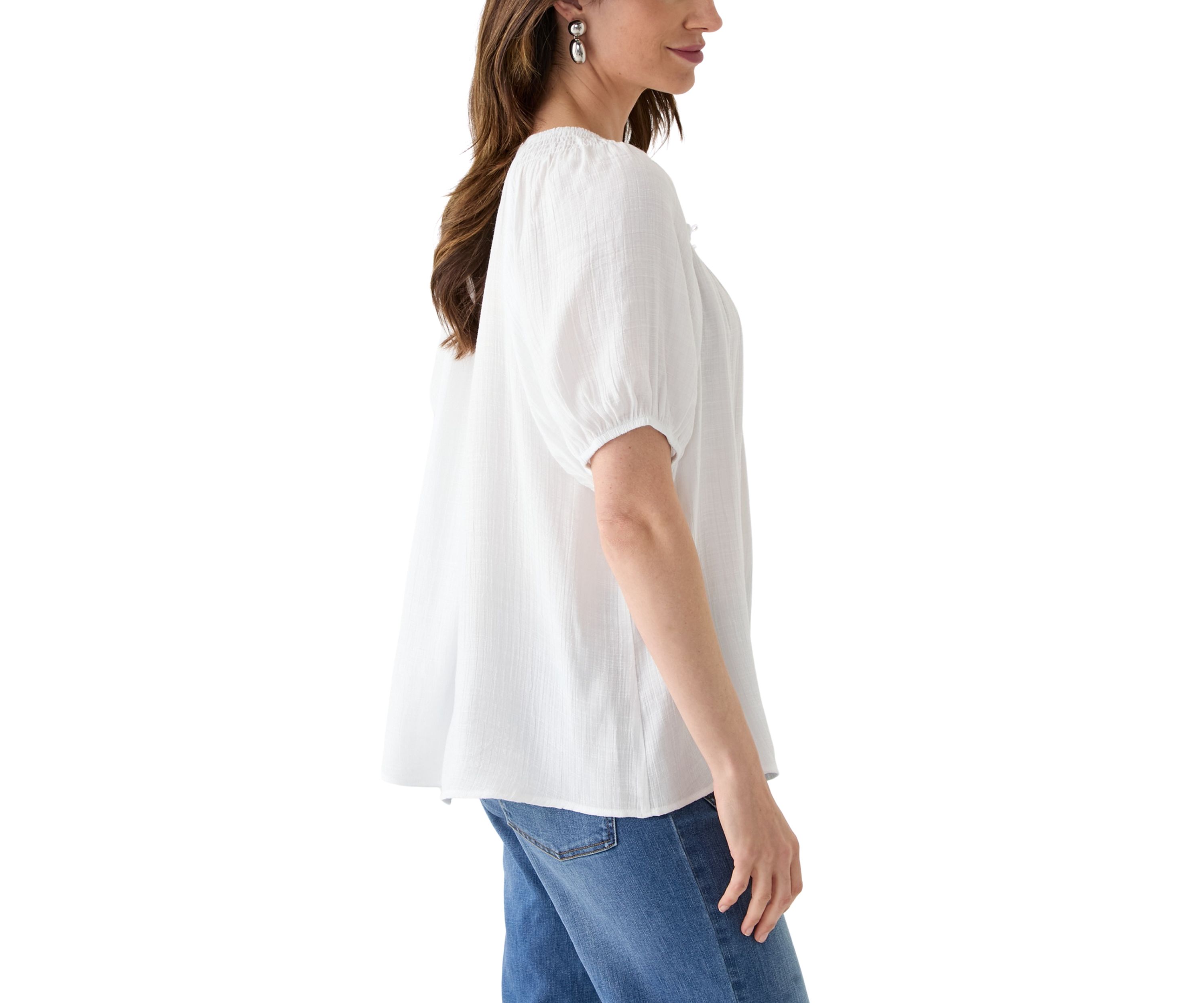 Womens Smocked Yoke Blouse