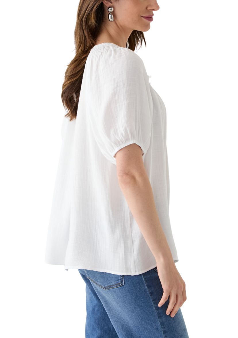 Womens Smocked Yoke Blouse