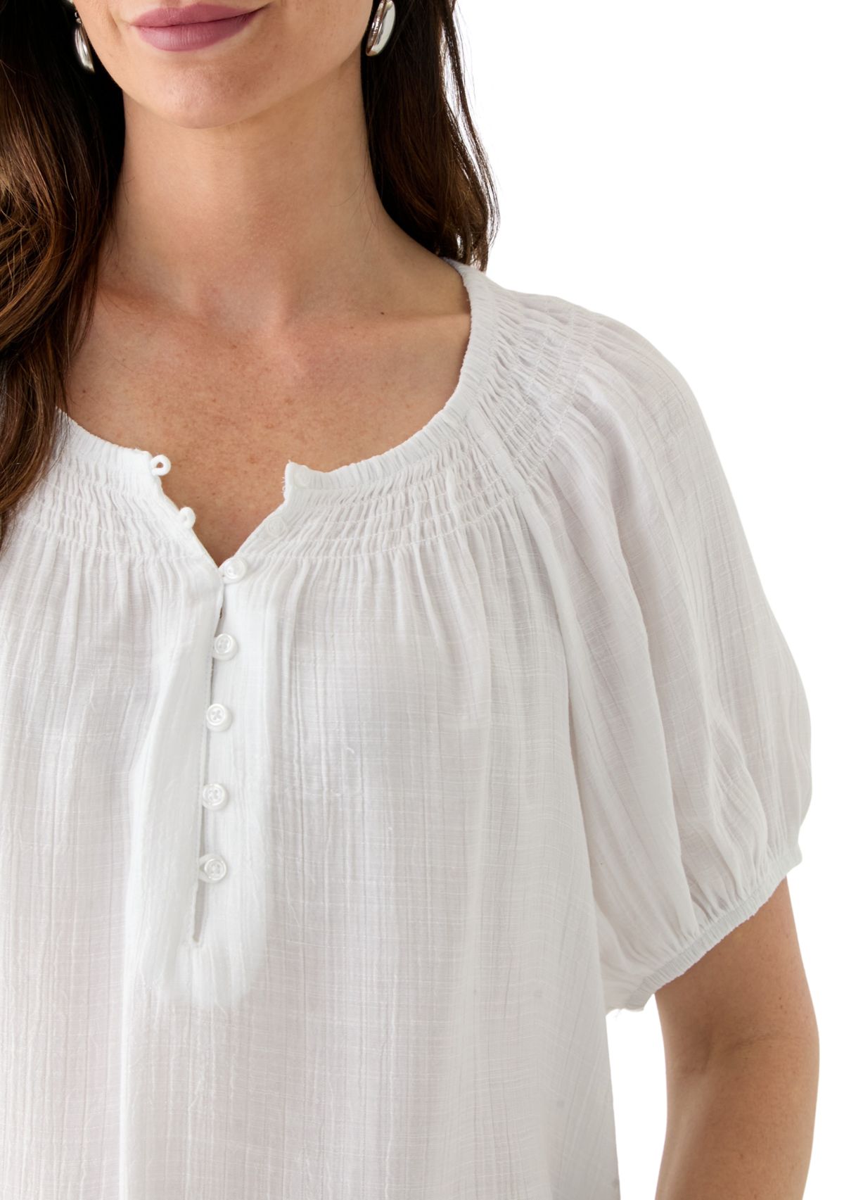 Womens Smocked Yoke Blouse