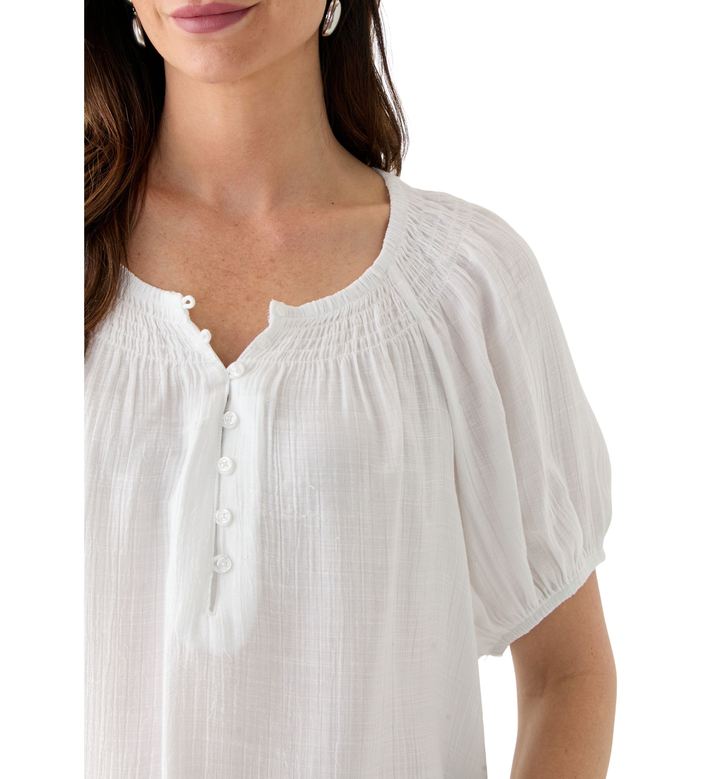 Womens Smocked Yoke Blouse
