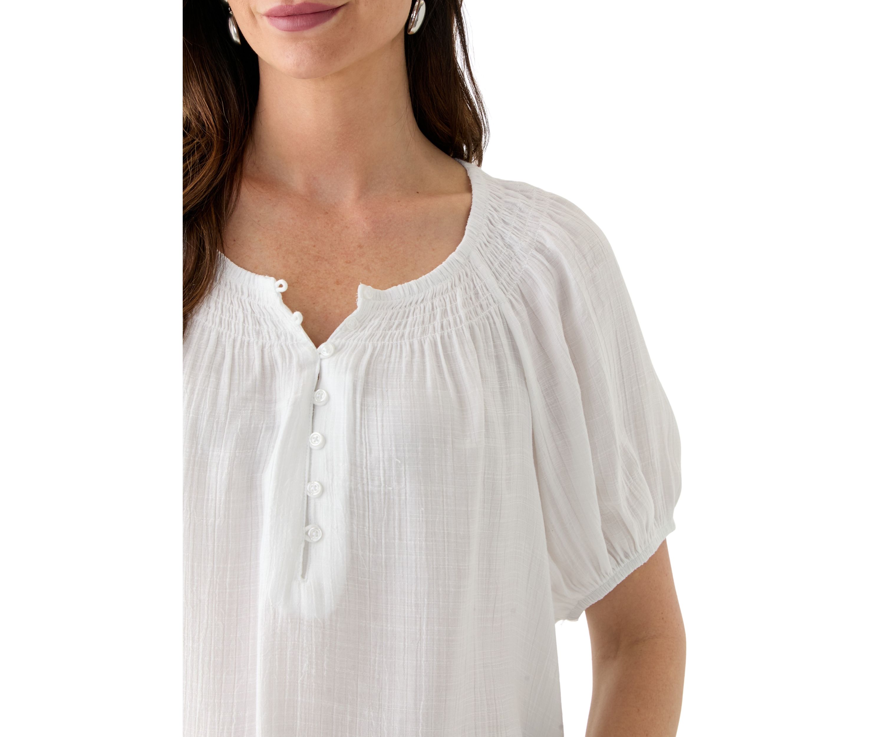 Womens Smocked Yoke Blouse