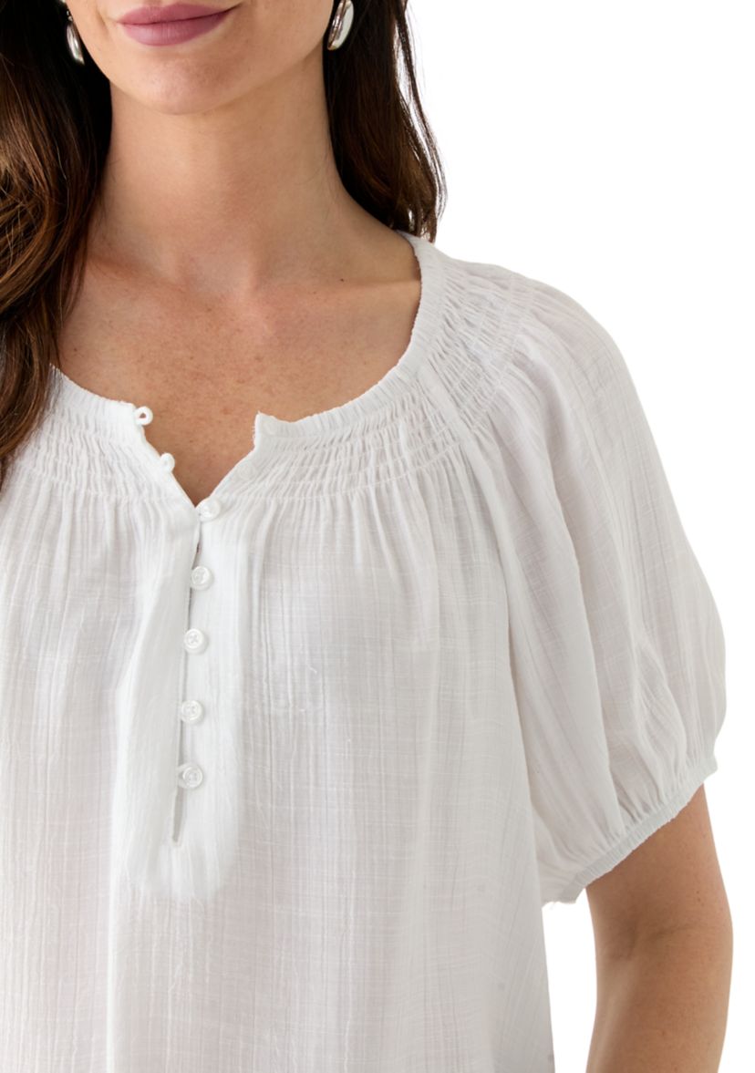 Womens Smocked Yoke Blouse
