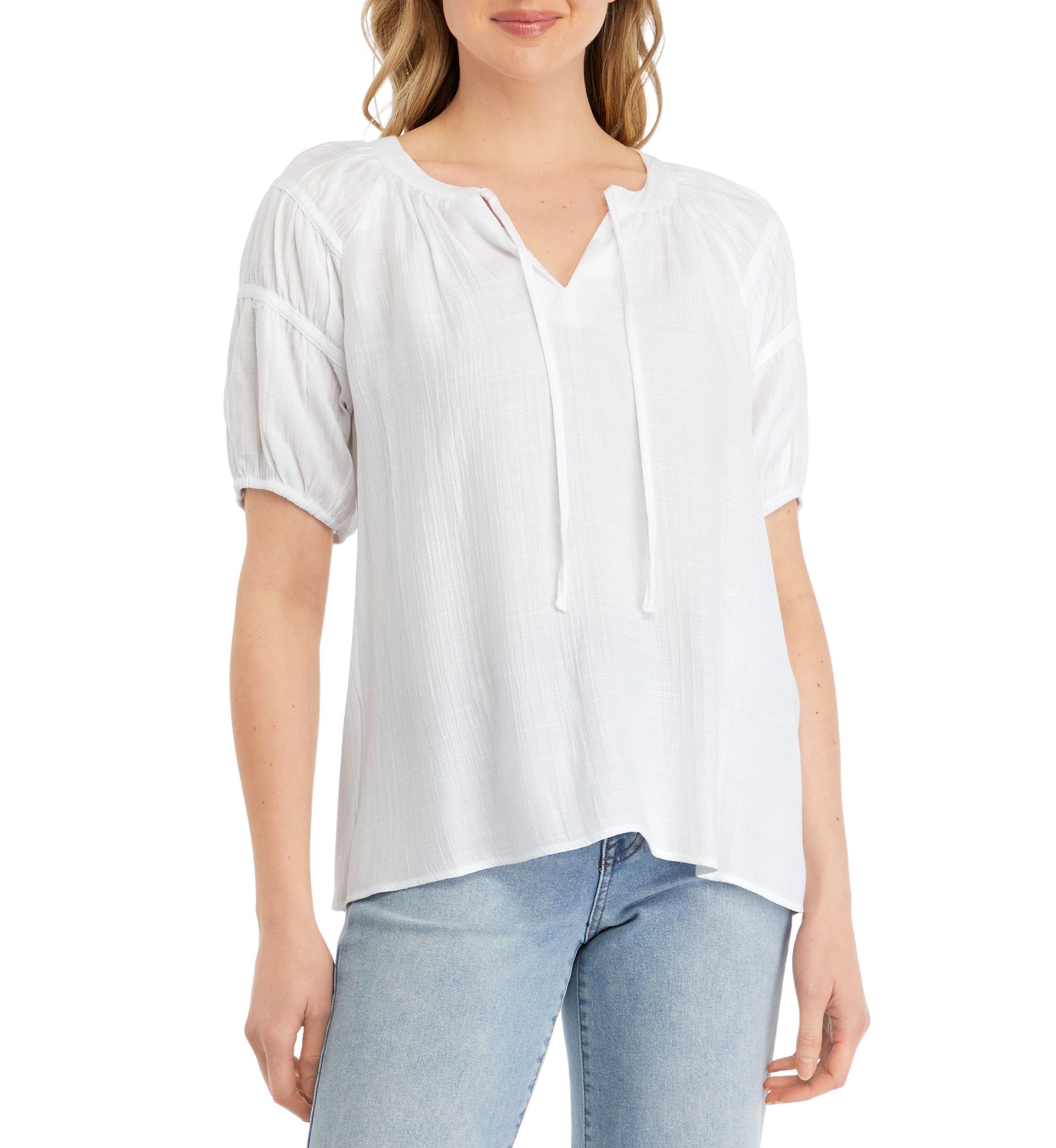 Womens Linen Like Peasant Top