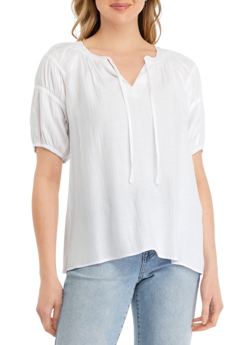 Womens Linen Like Peasant Top