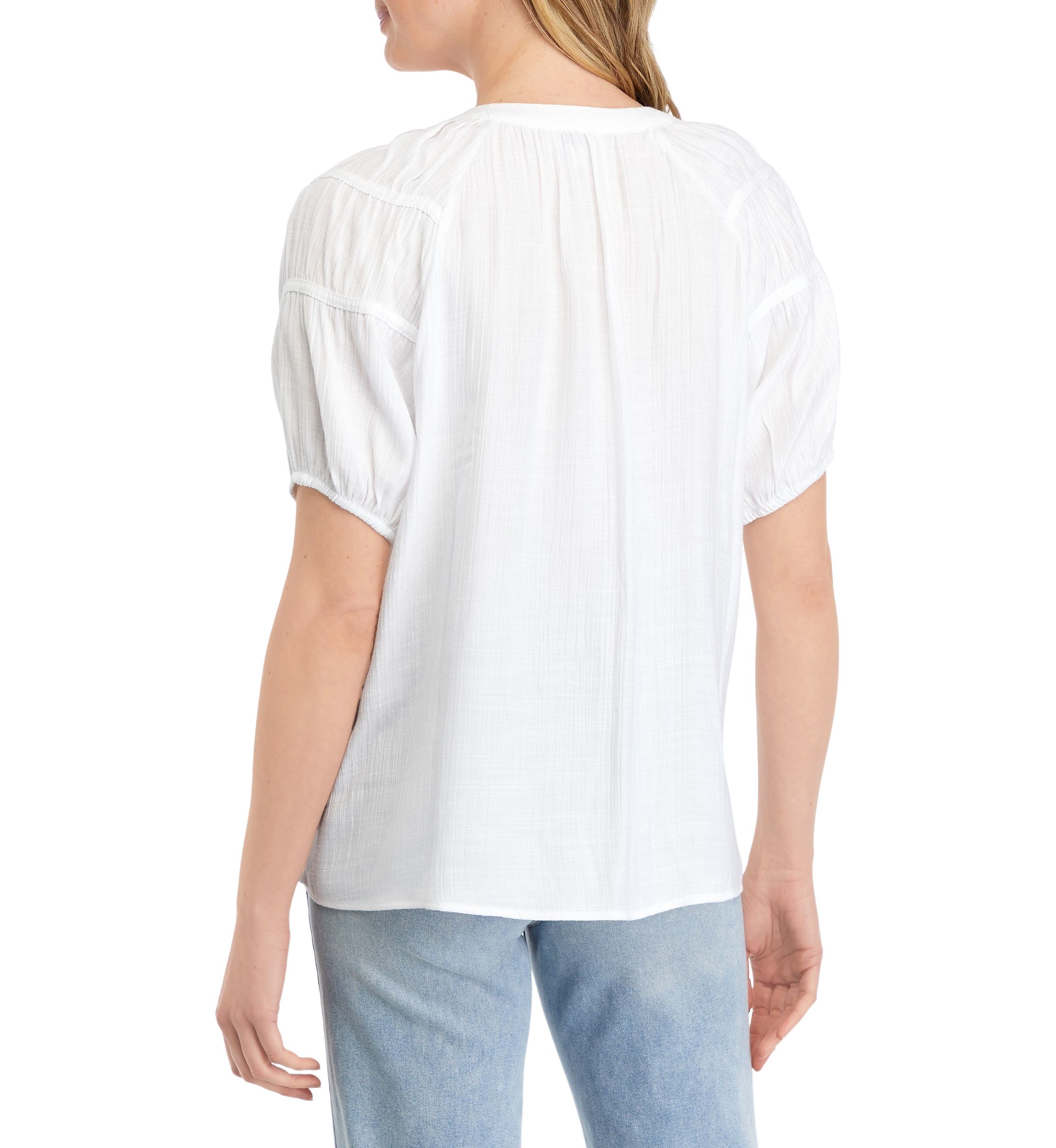 Womens Linen Like Peasant Top