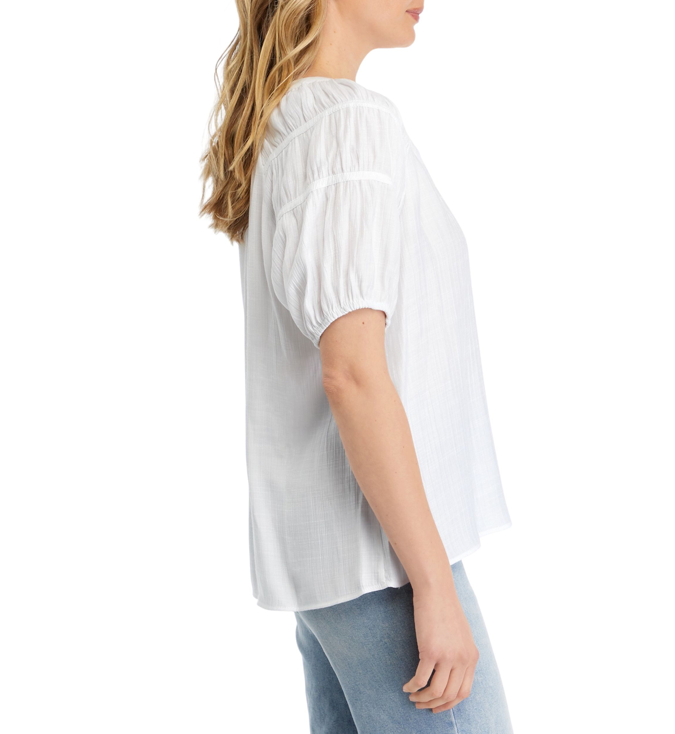 Womens Linen Like Peasant Top