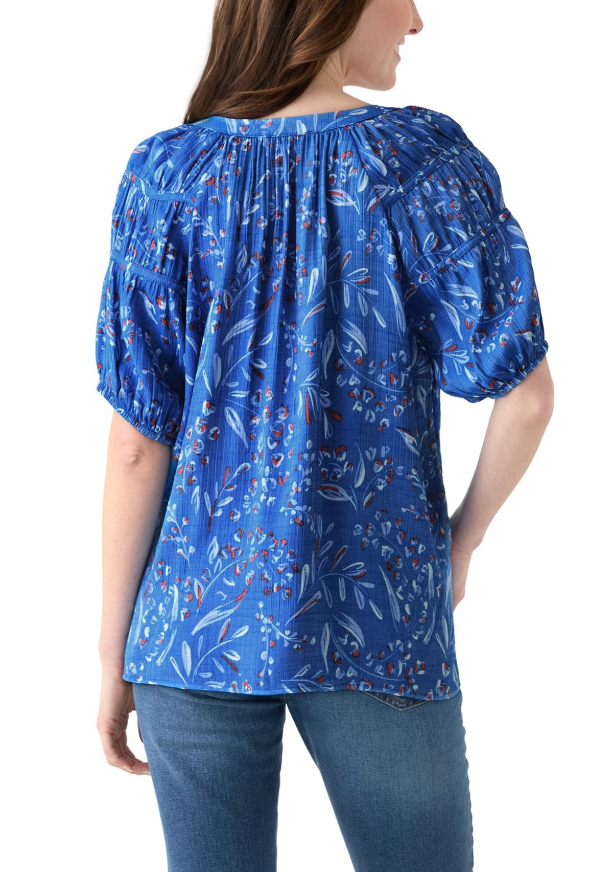 Womens Printed Puff Sleeve Top