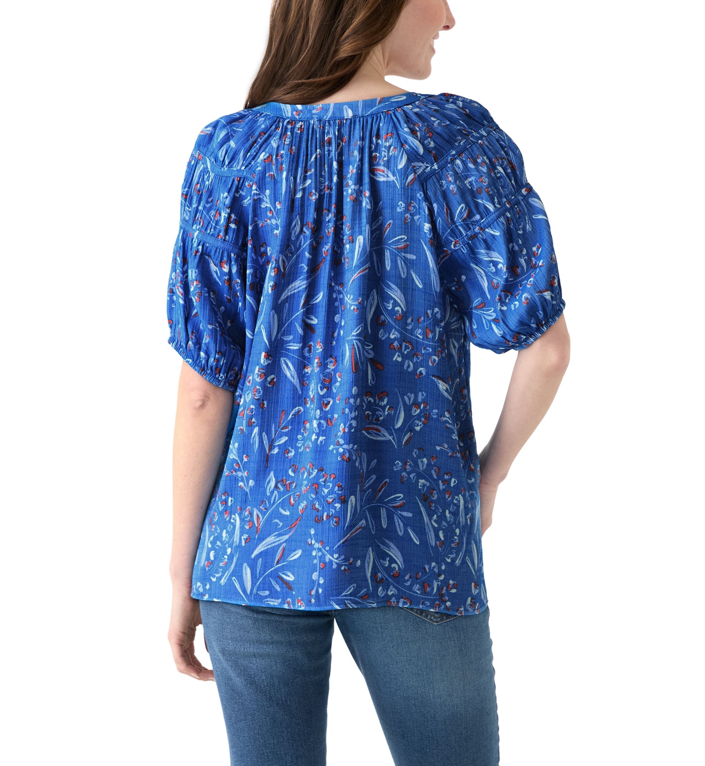 Womens Printed Puff Sleeve Top