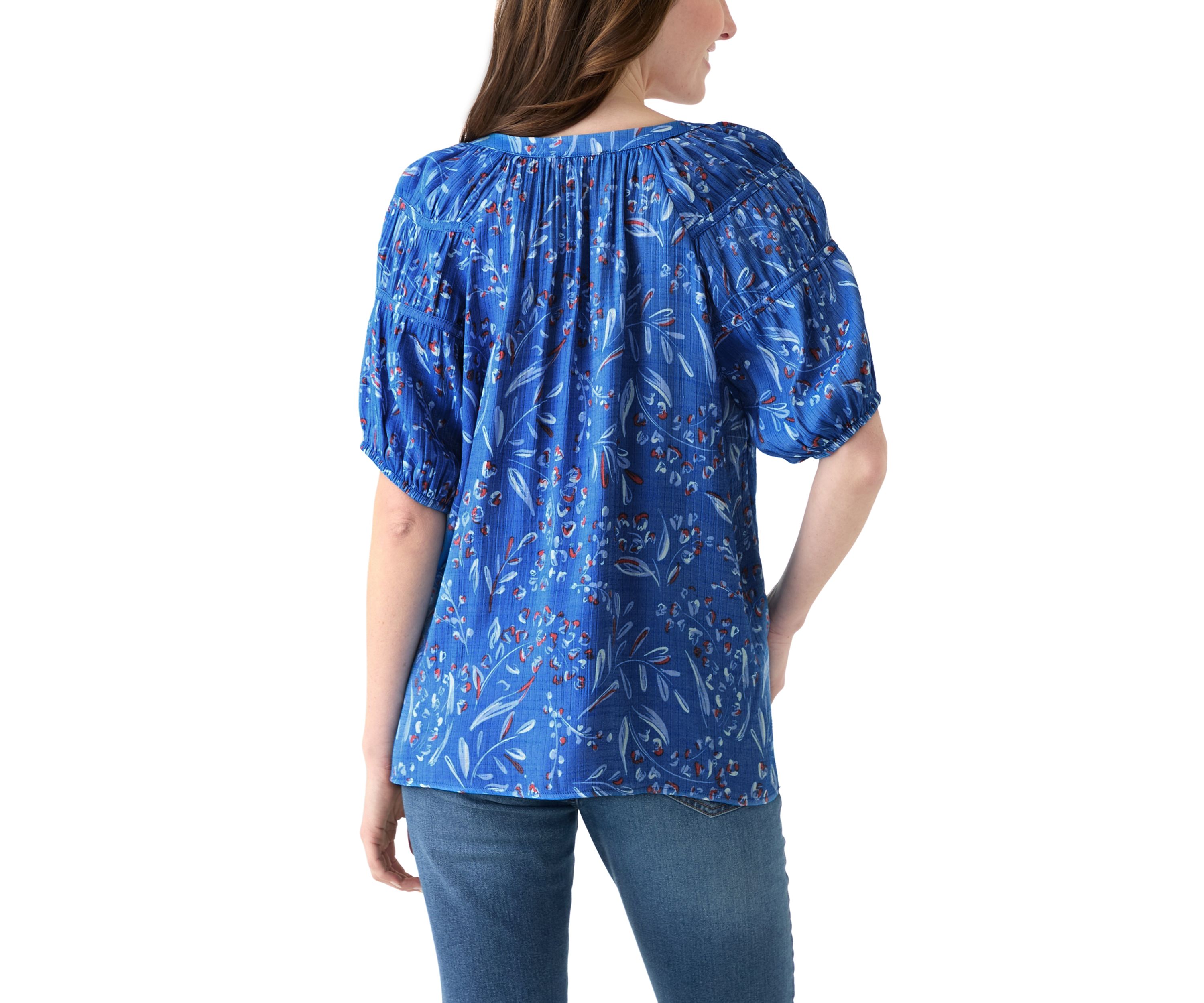 Womens Printed Puff Sleeve Top