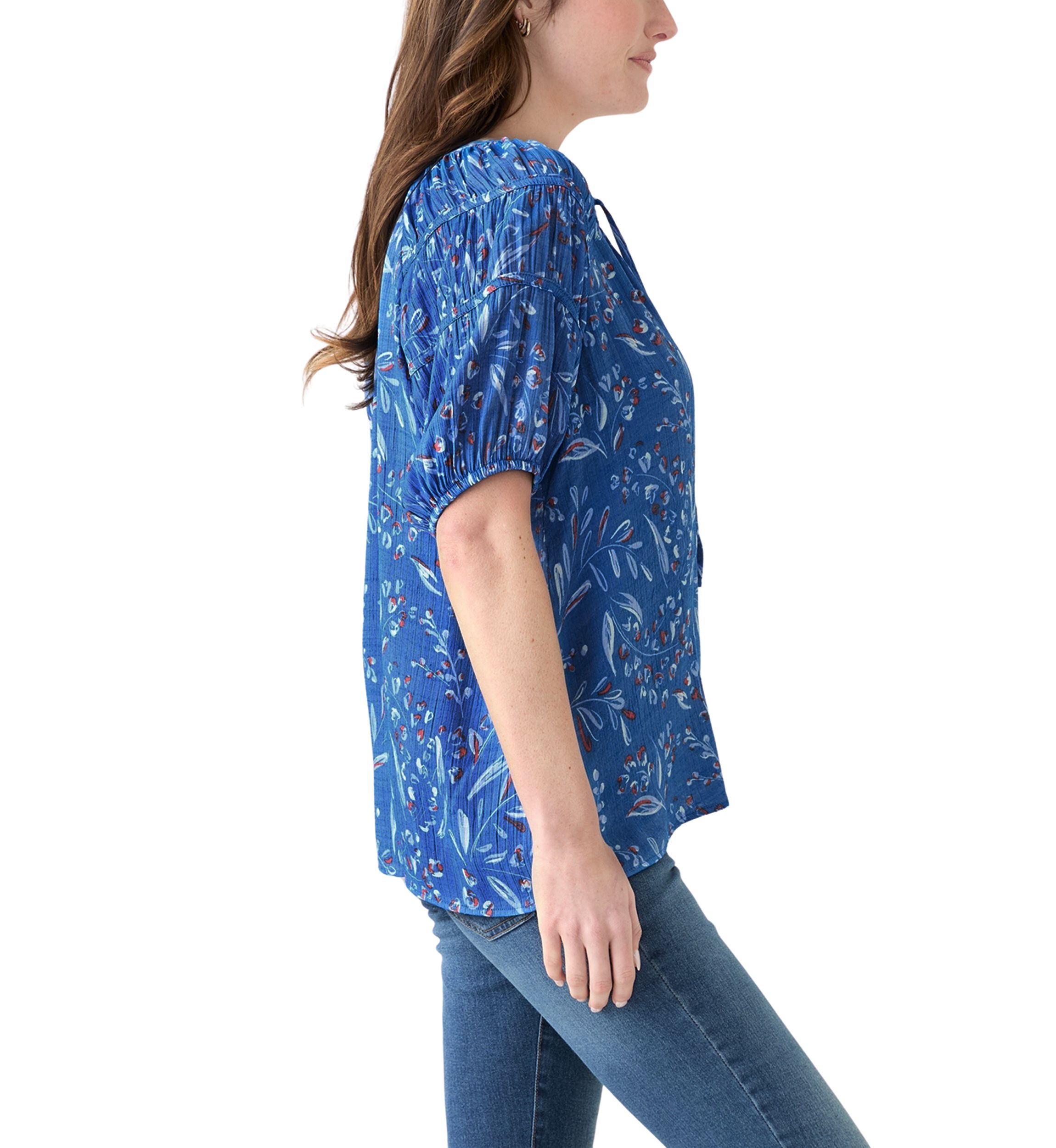 Womens Printed Puff Sleeve Top