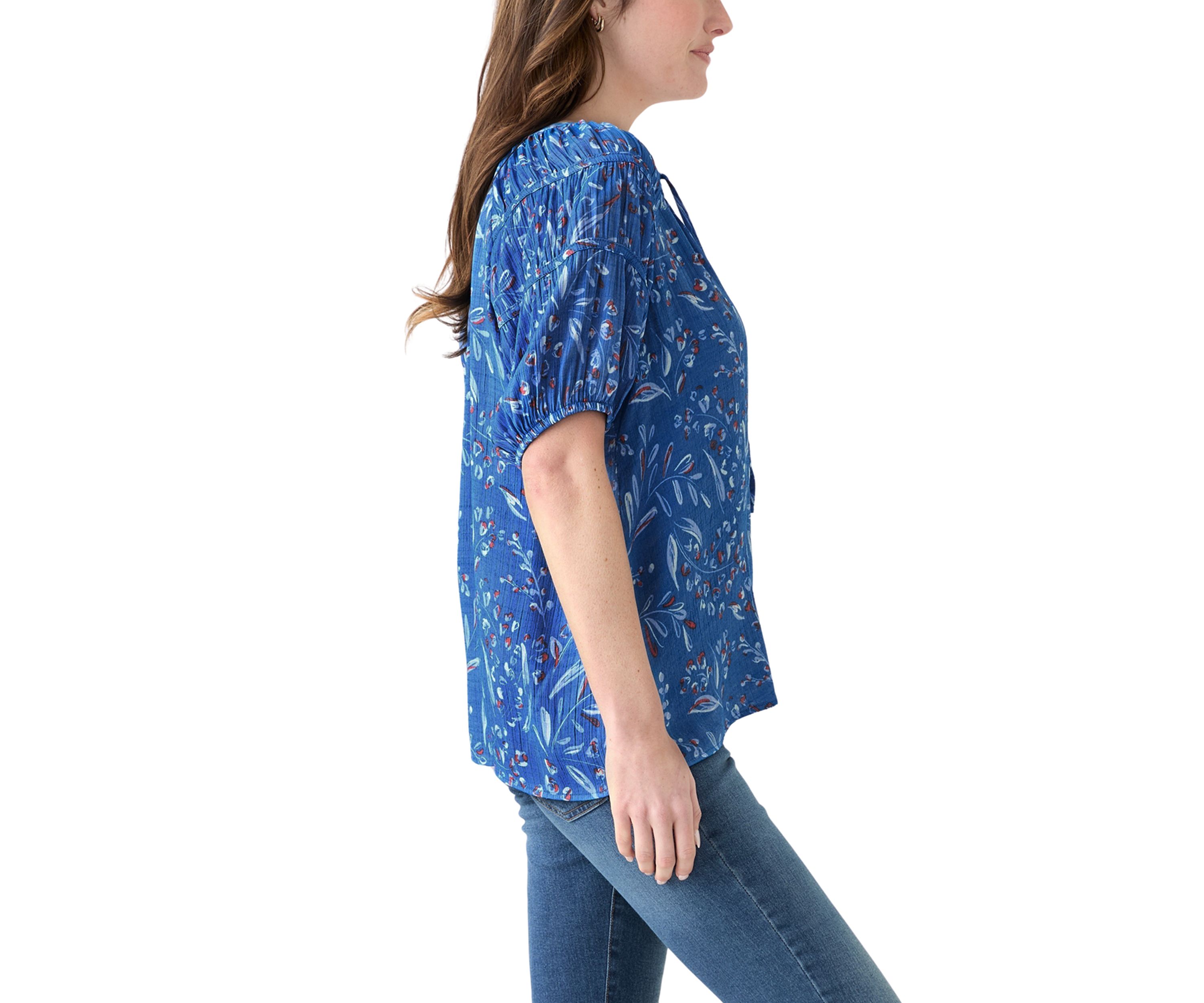Womens Printed Puff Sleeve Top