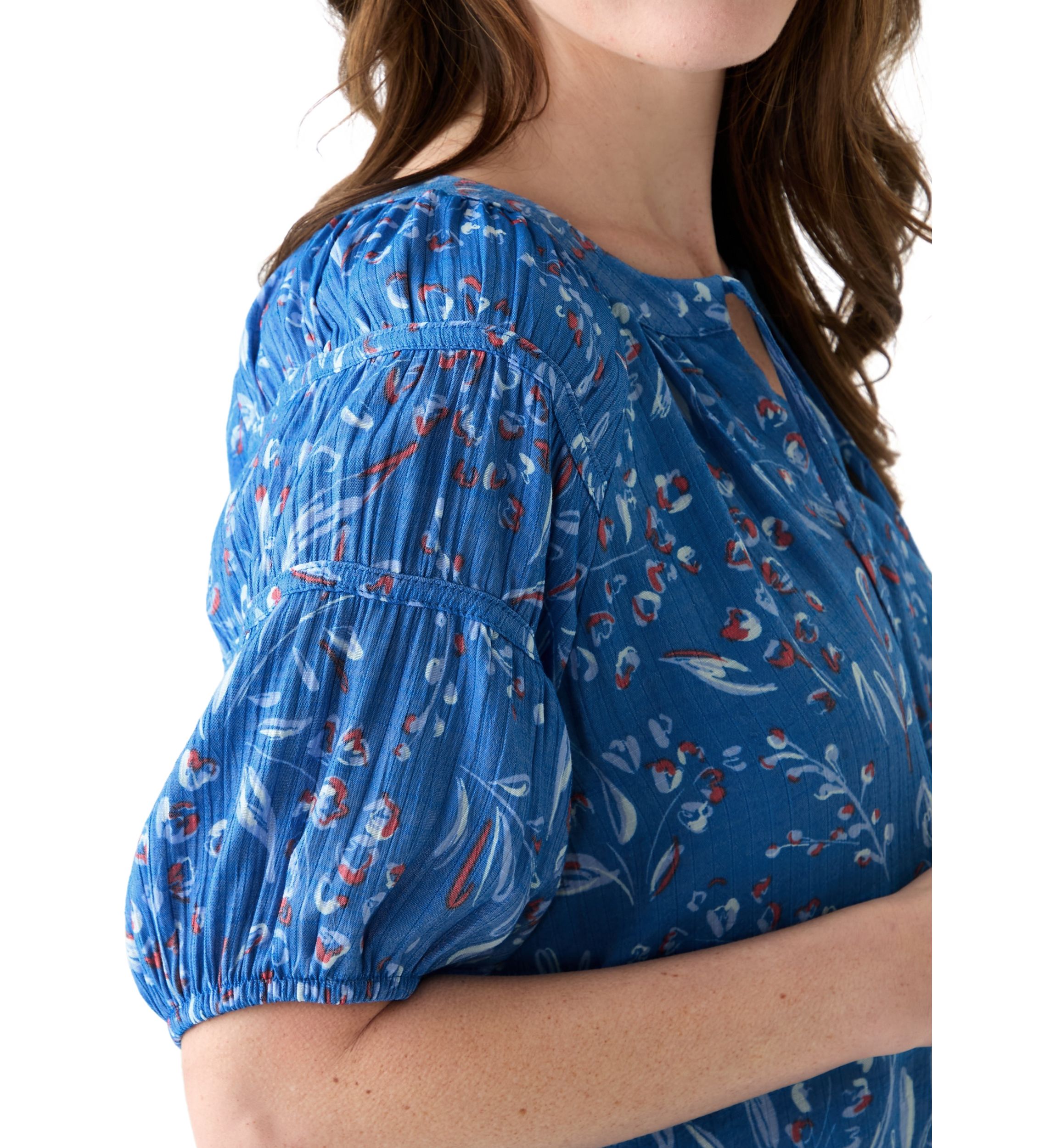 Womens Printed Puff Sleeve Top