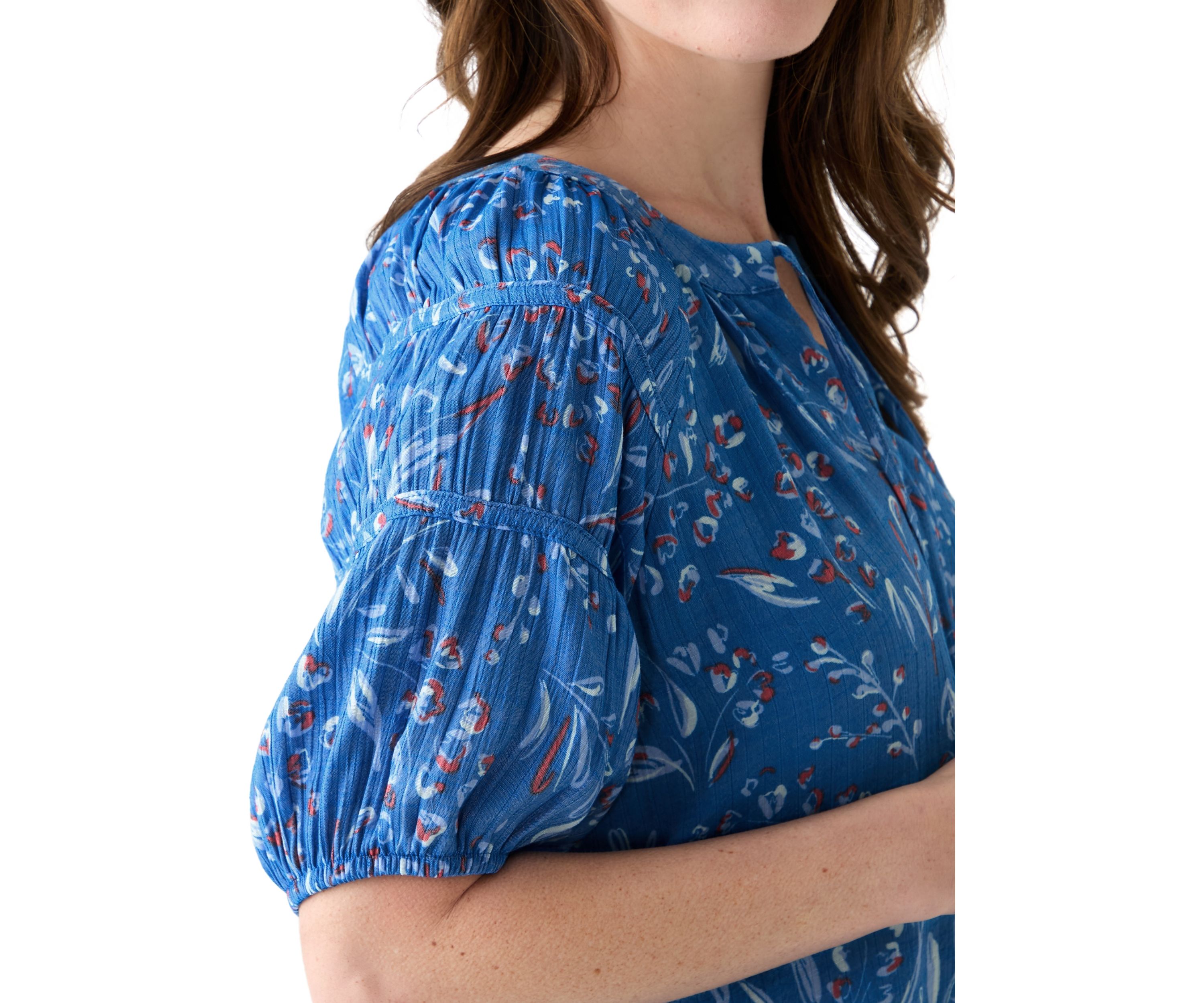 Womens Printed Puff Sleeve Top