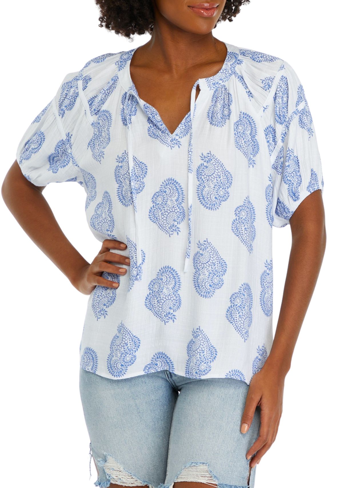 Womens Line Like Peasant Top