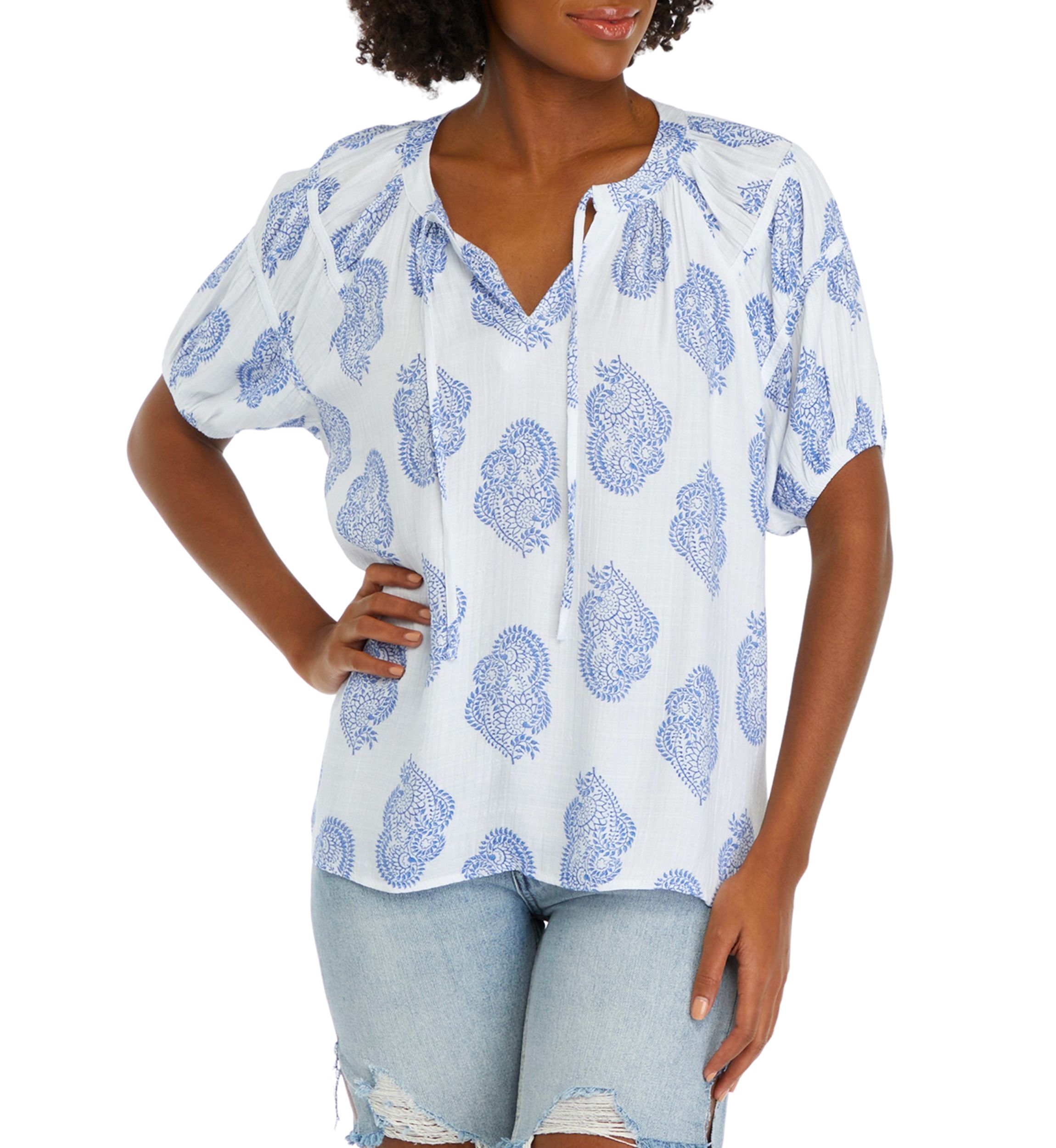 Womens Line Like Peasant Top