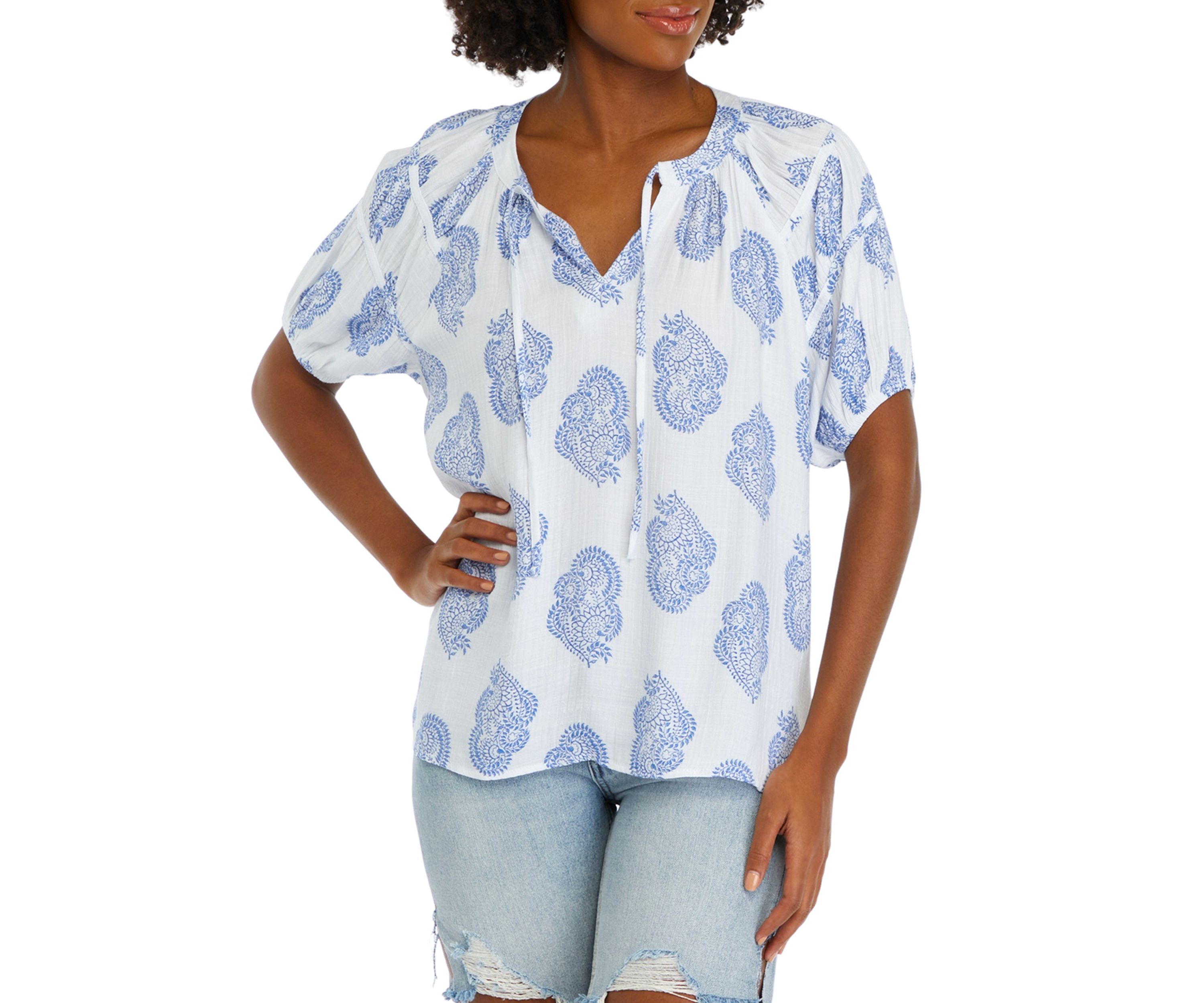 Womens Line Like Peasant Top