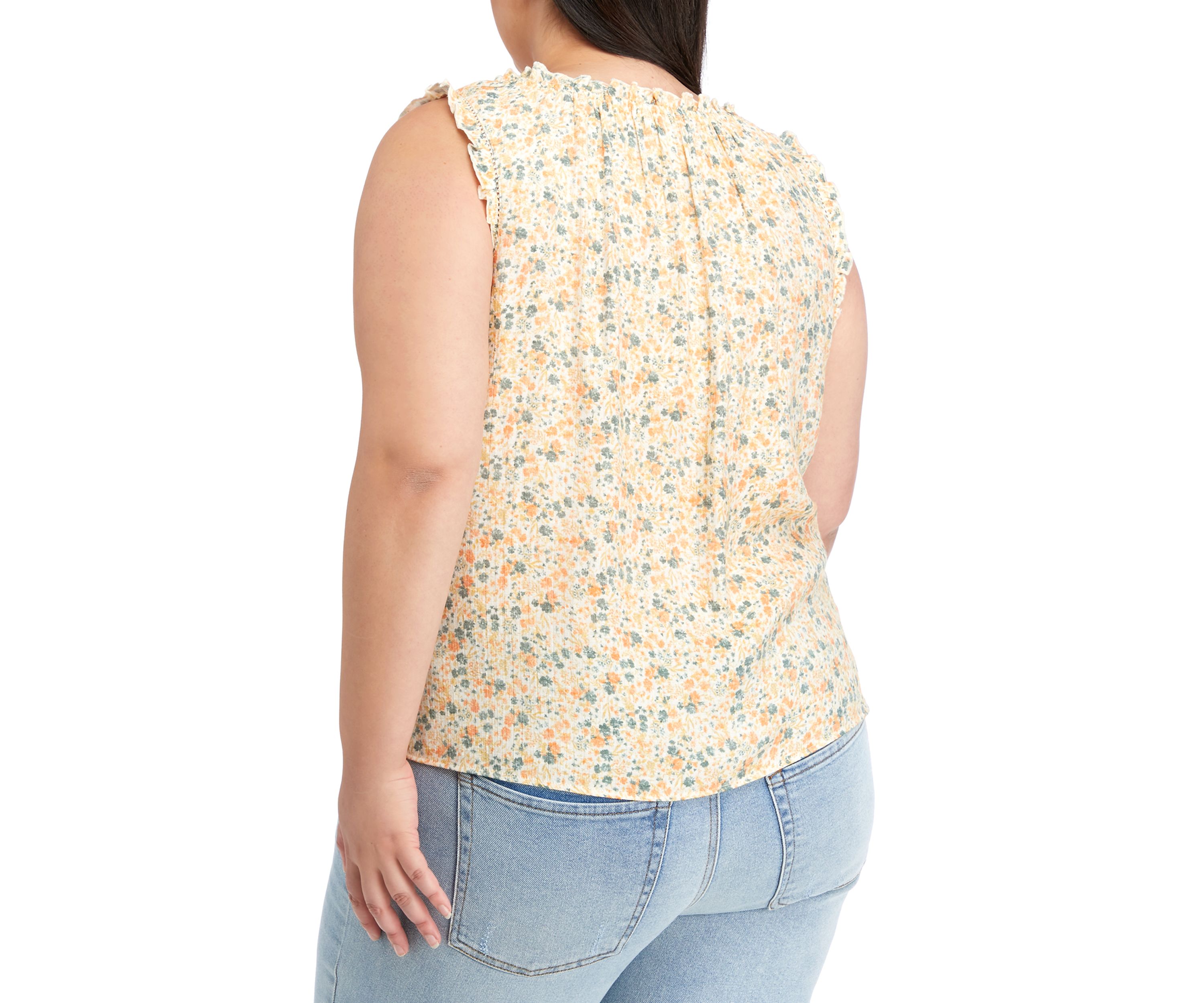 Plus Size Sleeveless Button Front Blouse