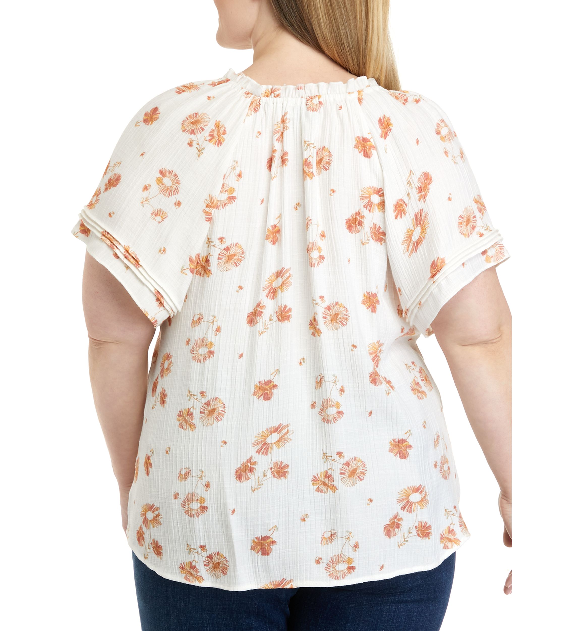 Plus Size Short Sleeve Peasant Top