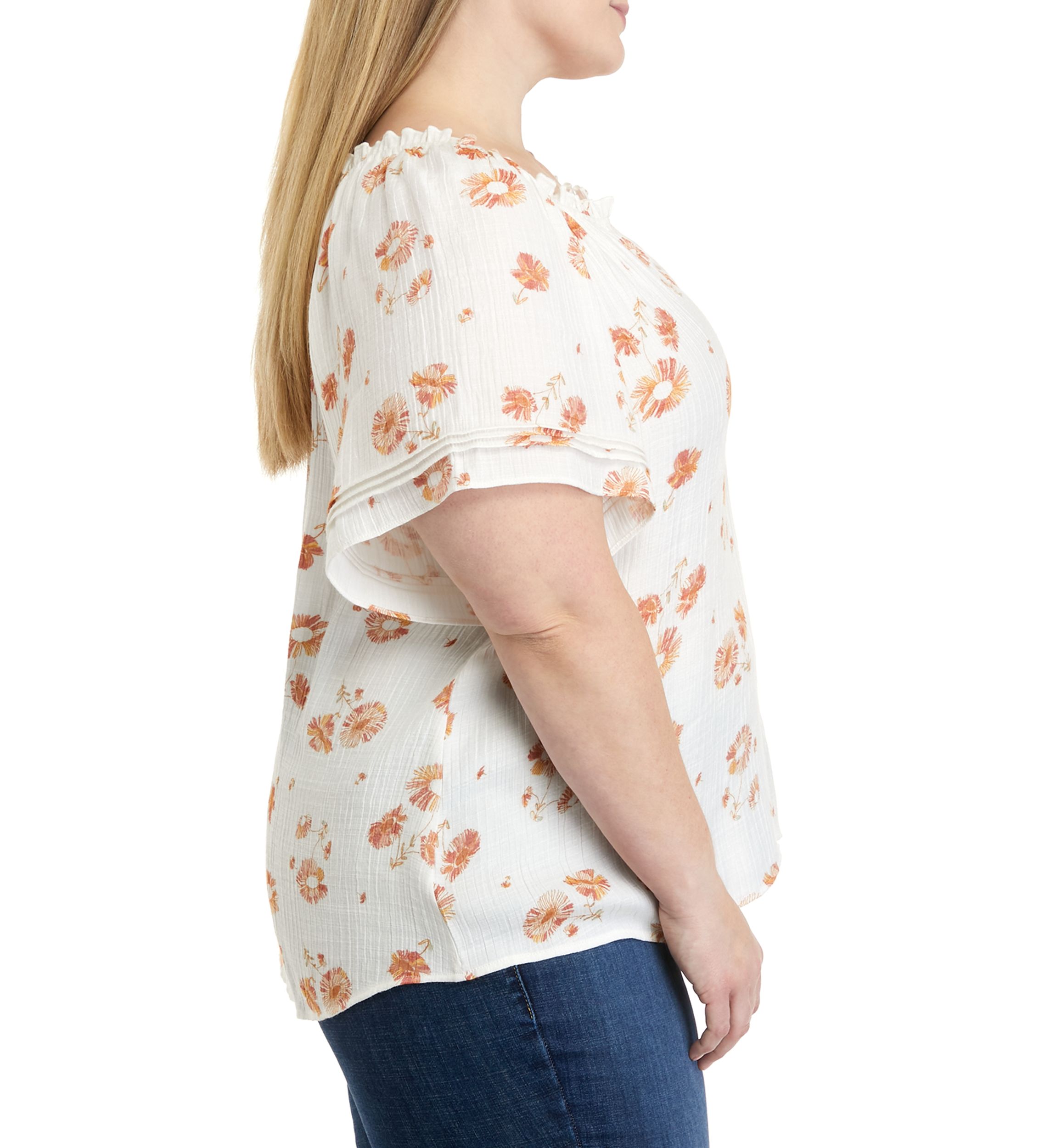 Plus Size Short Sleeve Peasant Top
