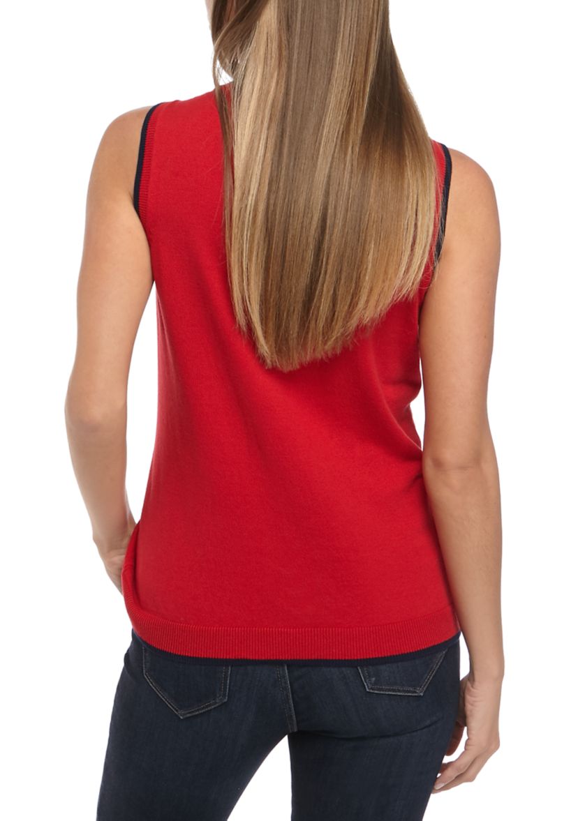 Womens Sleeveless Shell Sweater with Tipping 