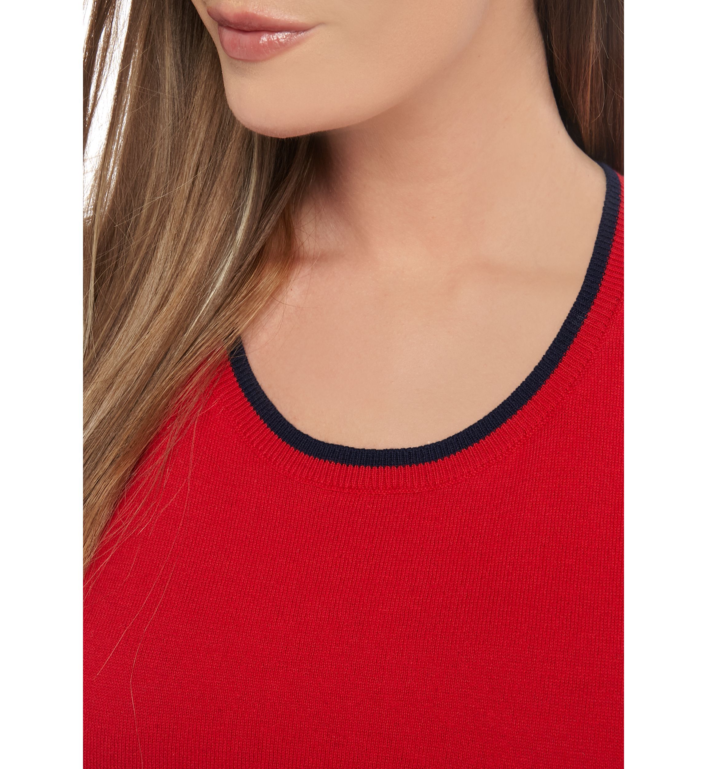 Womens Sleeveless Shell Sweater with Tipping 