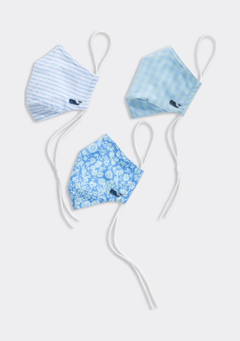 Adult 3 Pack Stripe, Floral and Gingham Face Masks 