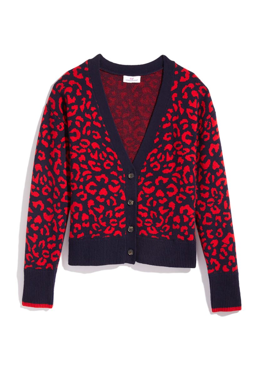 Womens Leopard Print Cardigan Sweater