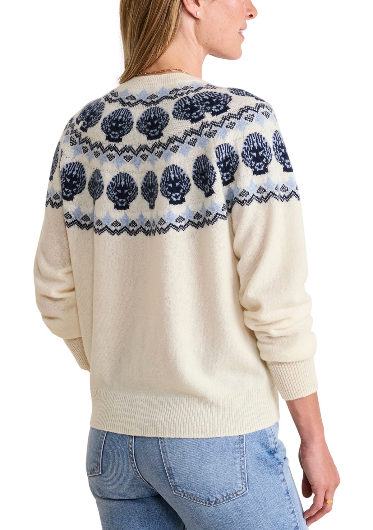 Womens Seaspun Cashmere Shell Intarsia Sweater