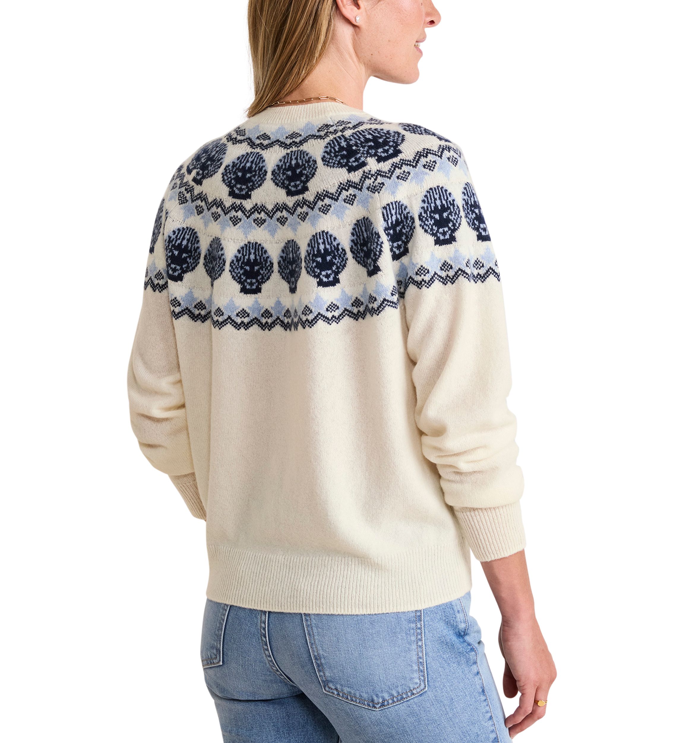 Womens Seaspun Cashmere Shell Intarsia Sweater