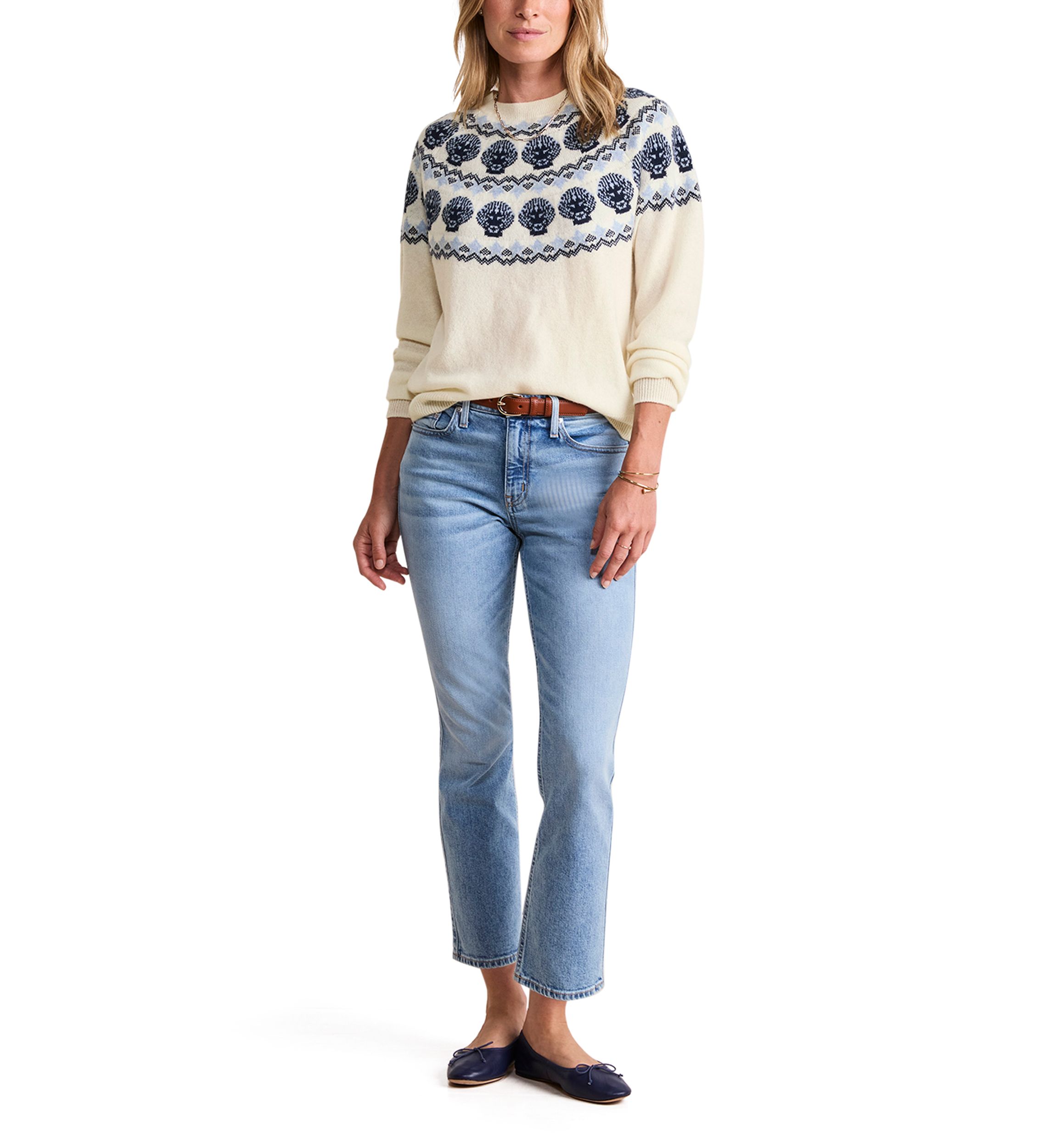 Womens Seaspun Cashmere Shell Intarsia Sweater