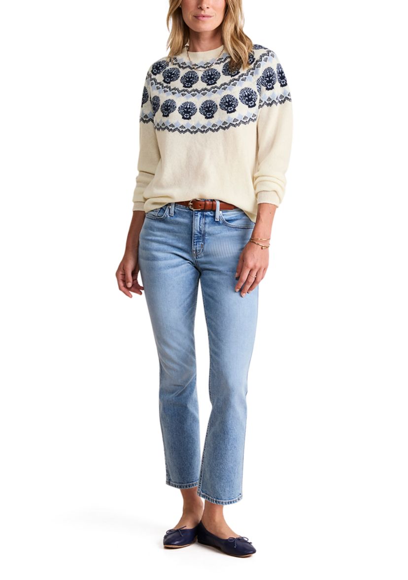 Womens Seaspun Cashmere Shell Intarsia Sweater