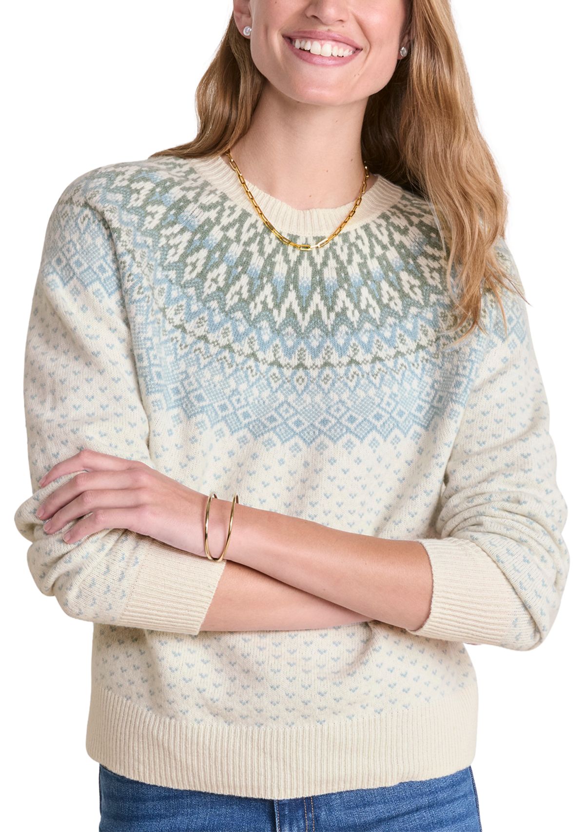 Womens Fair Isle Crew Sweater