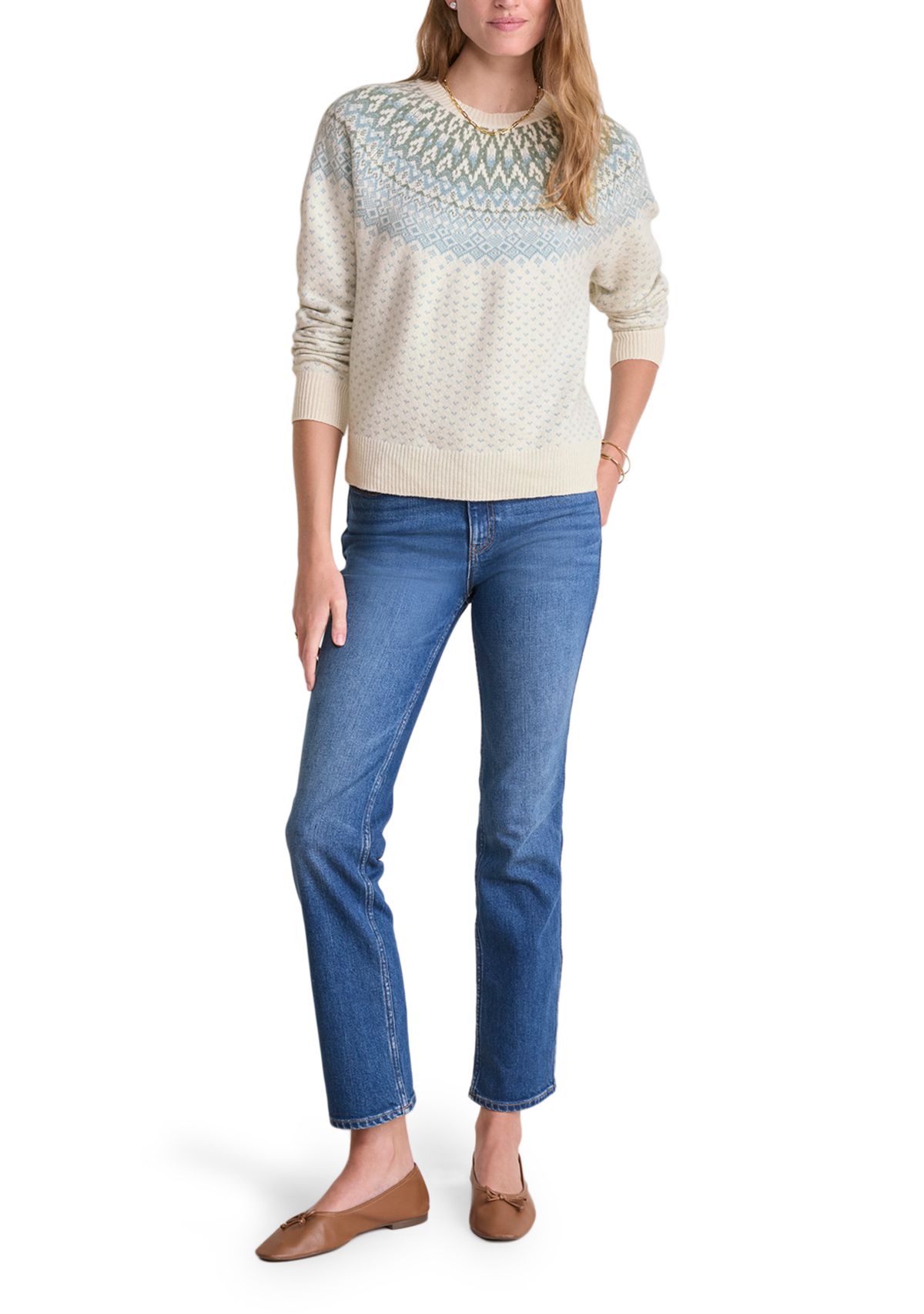 Womens Fair Isle Crew Sweater