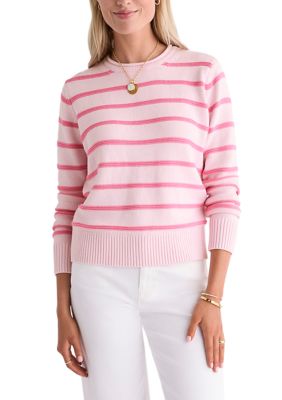 Vineyard Vines Women's Katie Striped Roll Neck Sweater, Pink, XL