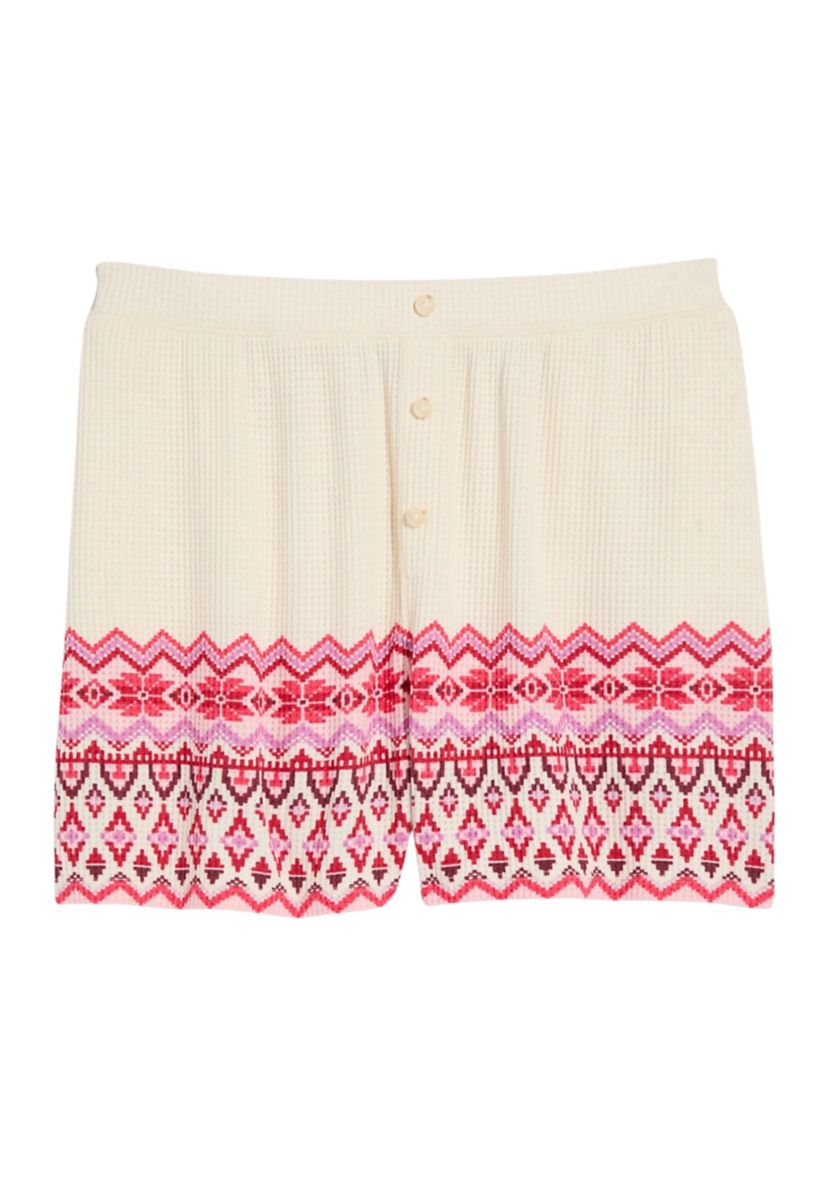 Womens Waffle Knit Fair Isle Shorts