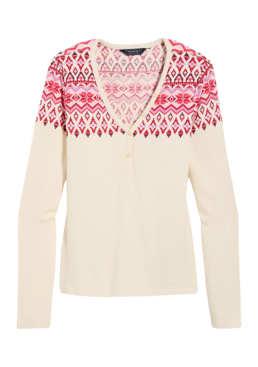 Womens Waffle Lounge Henley Shirt 