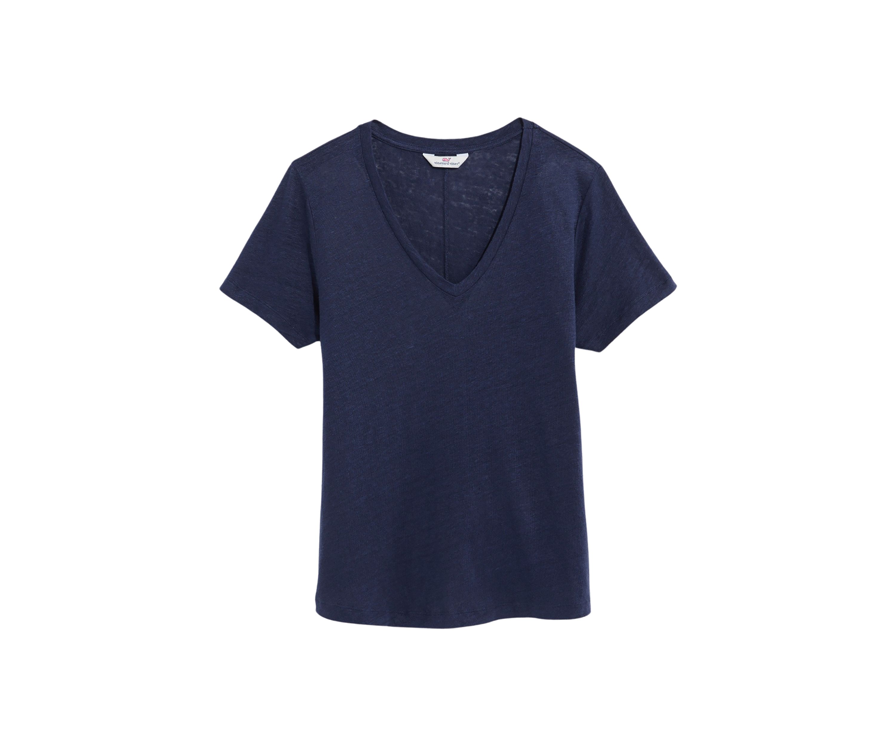 Womens Linen V-Neck T-Shirt