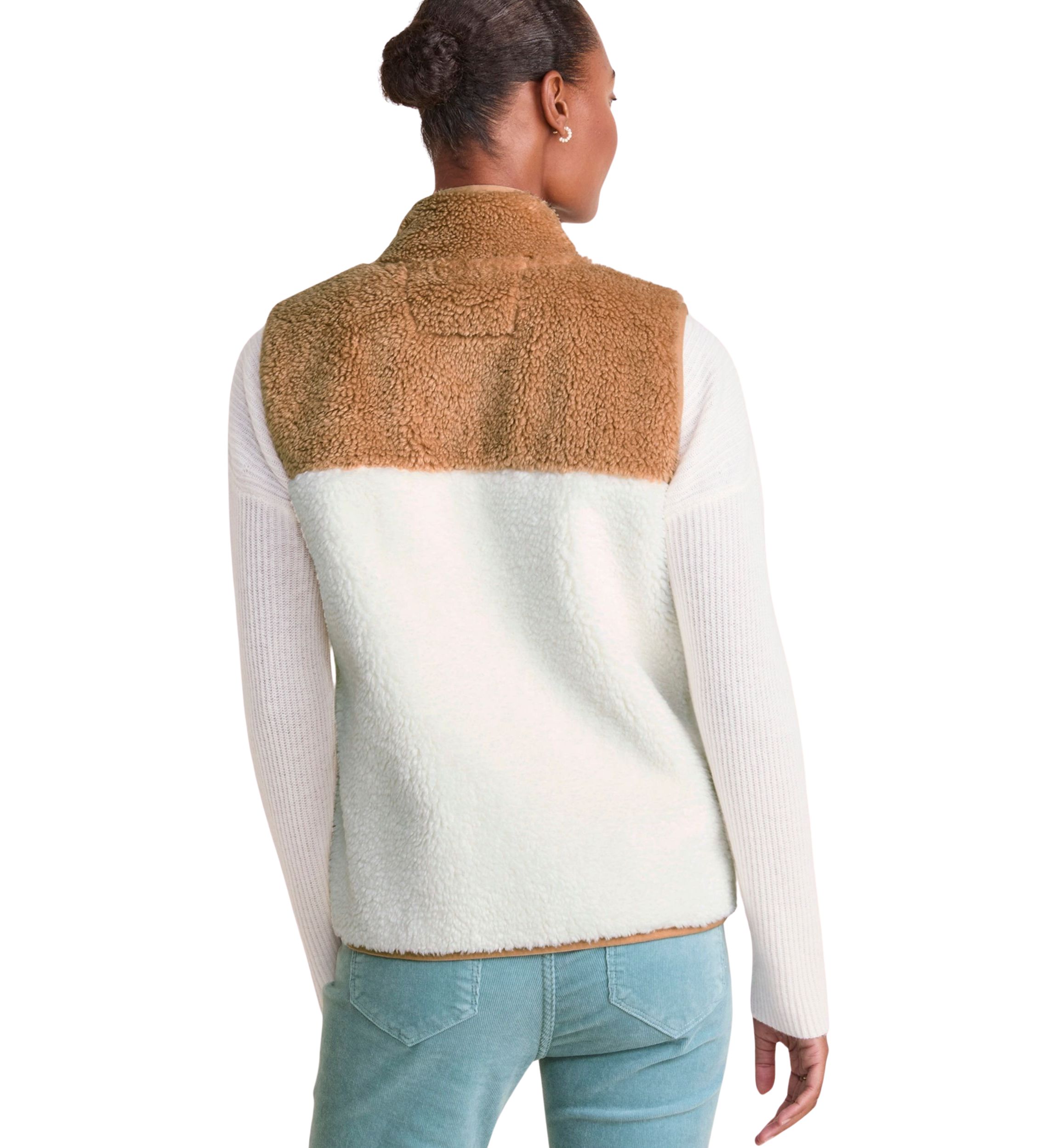 Womens Color Block Sherpa Vest 