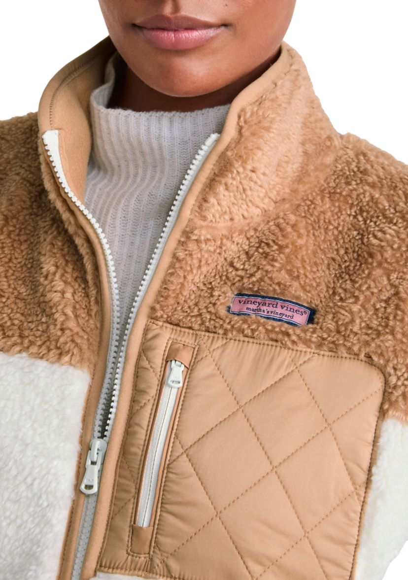 Womens Color Block Sherpa Vest 