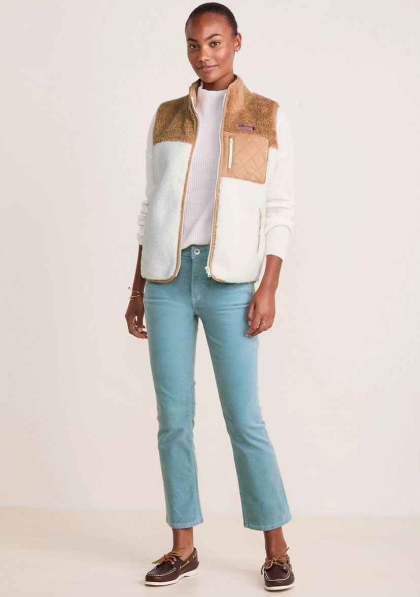 Womens Color Block Sherpa Vest 