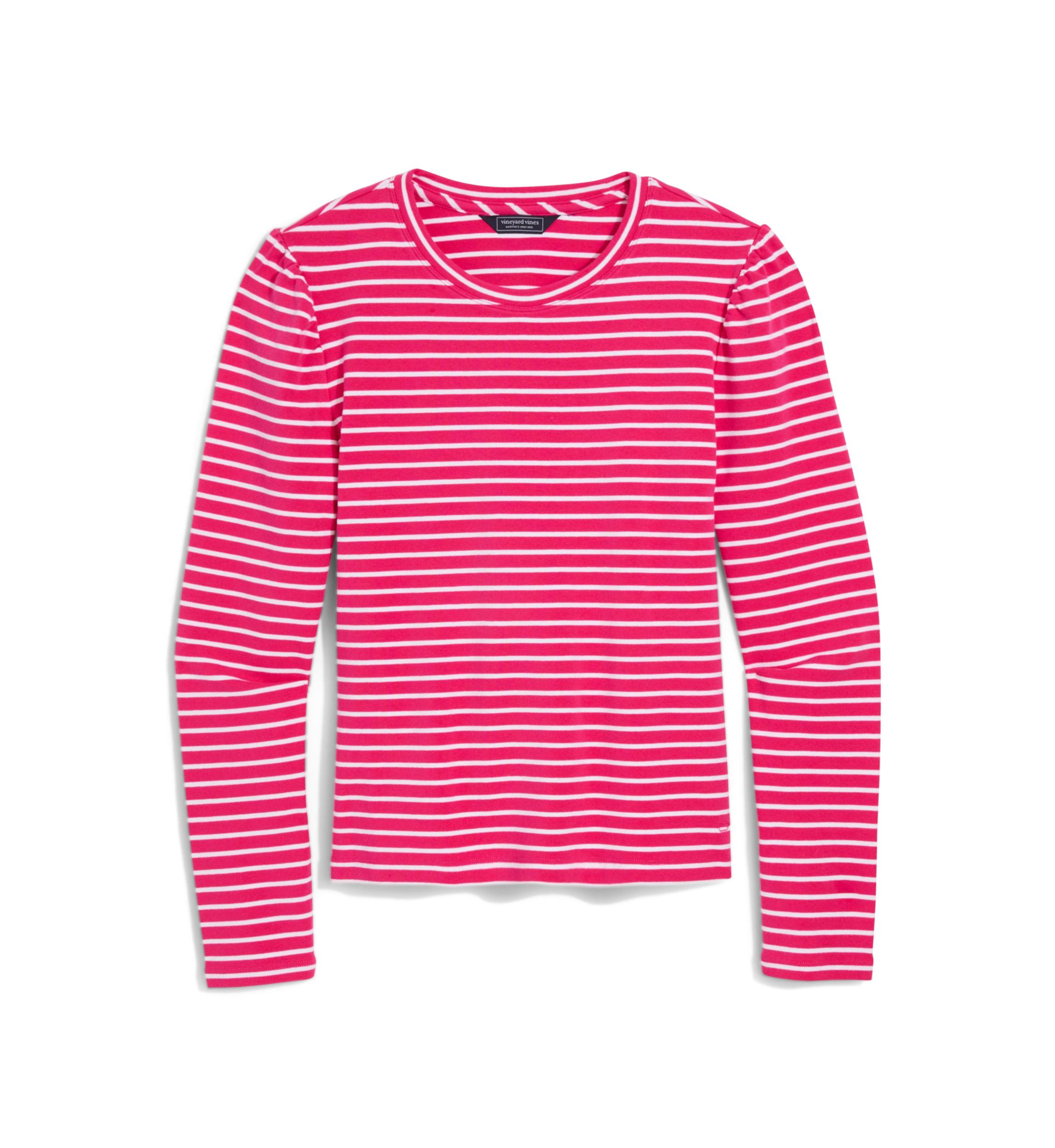 Womens Striped Puff Sleeve Top