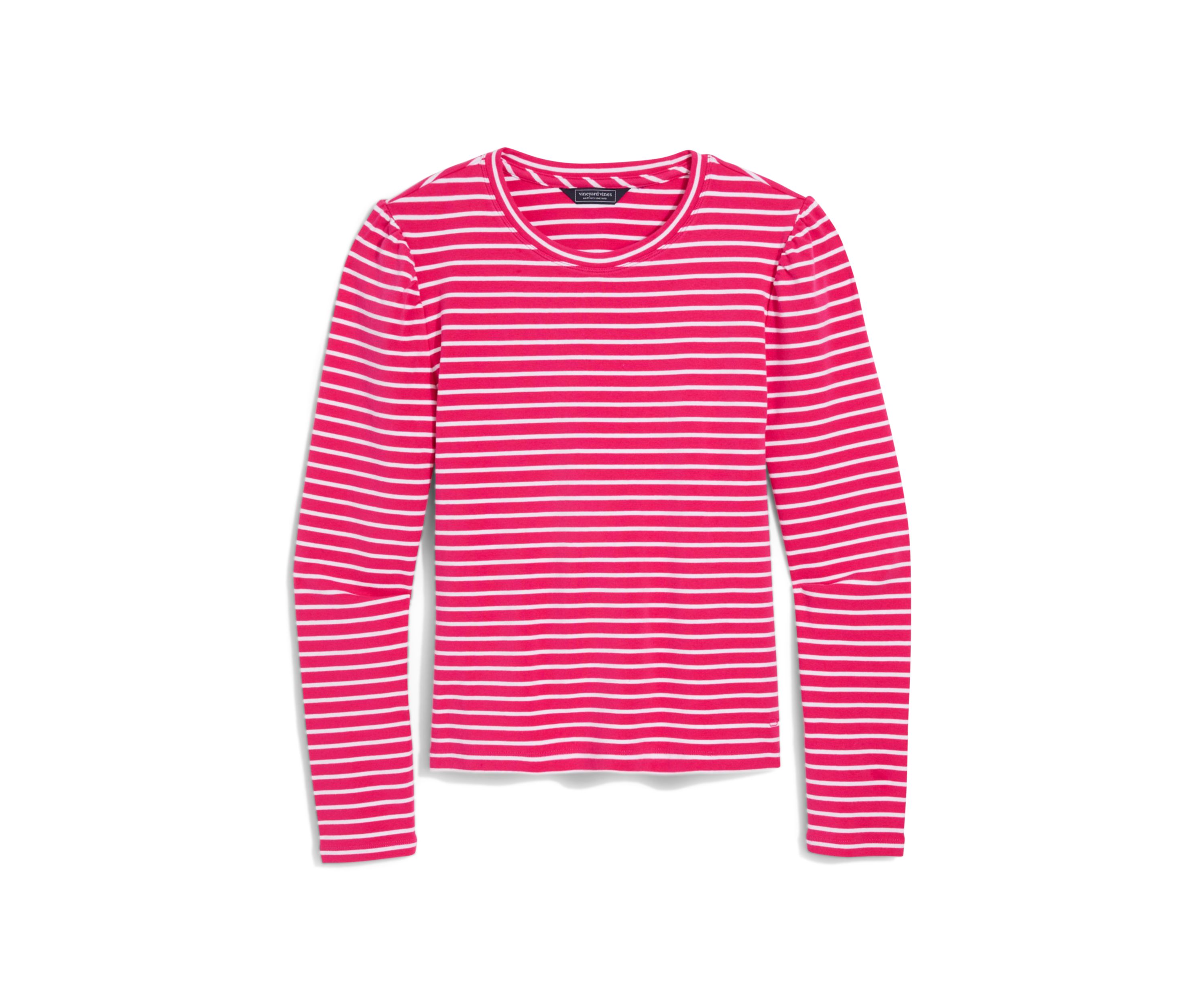 Womens Striped Puff Sleeve Top