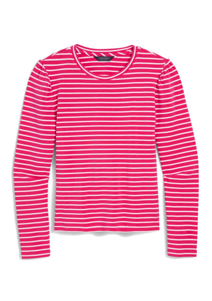 Womens Striped Puff Sleeve Top