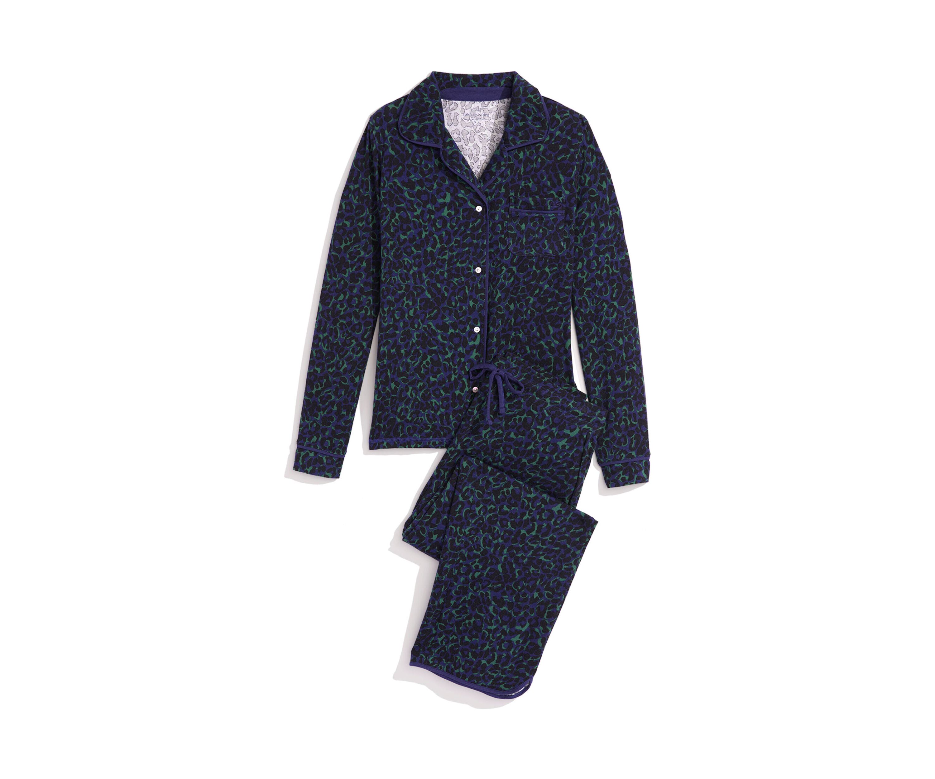 Womens Super Soft Printed Long Knit Pajama Set