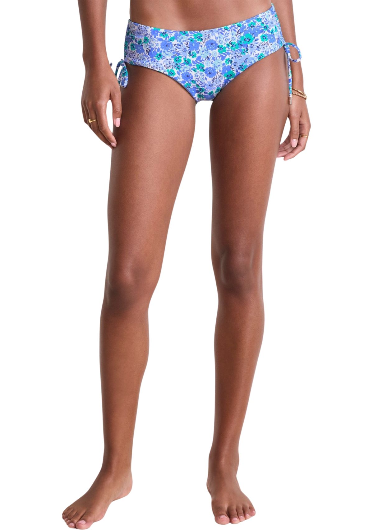 Womens Floral Print Adjustable Drawstring Swim Boyshorts