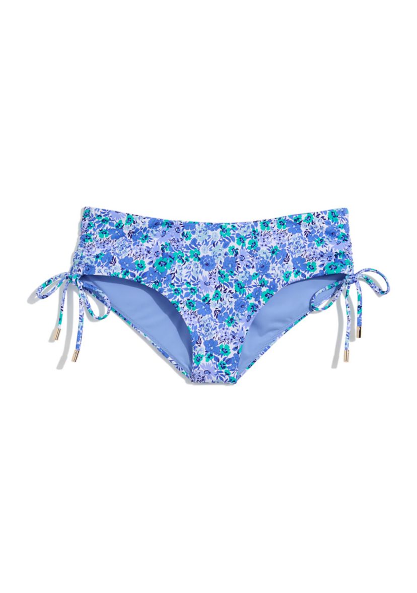 Womens Floral Print Adjustable Drawstring Swim Boyshorts