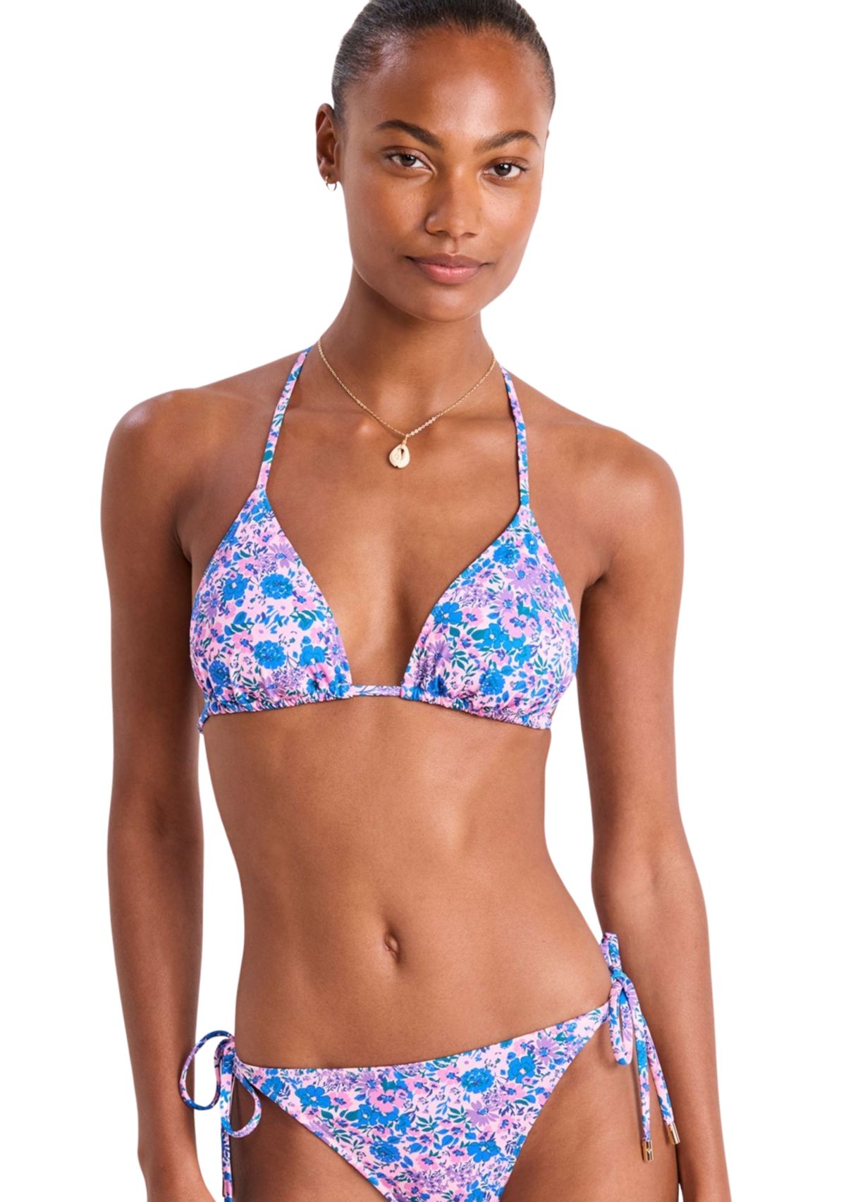 Floral String Triangle Bikini Swim Top